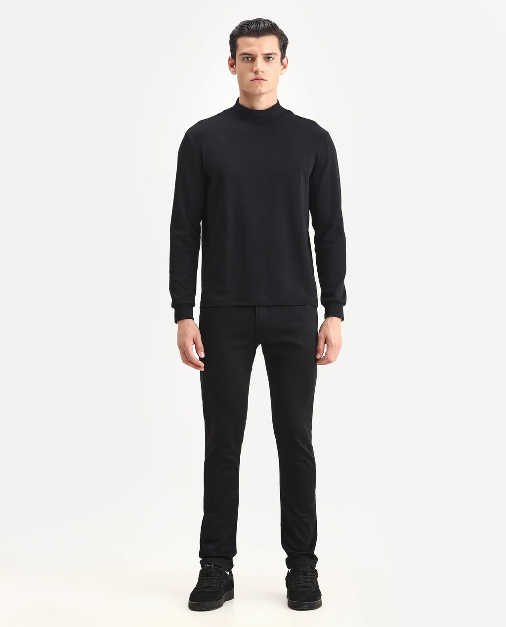 Rare Rabbit Men's Satinx S Black Cotton Plain Hawk Slim Fit Jeans