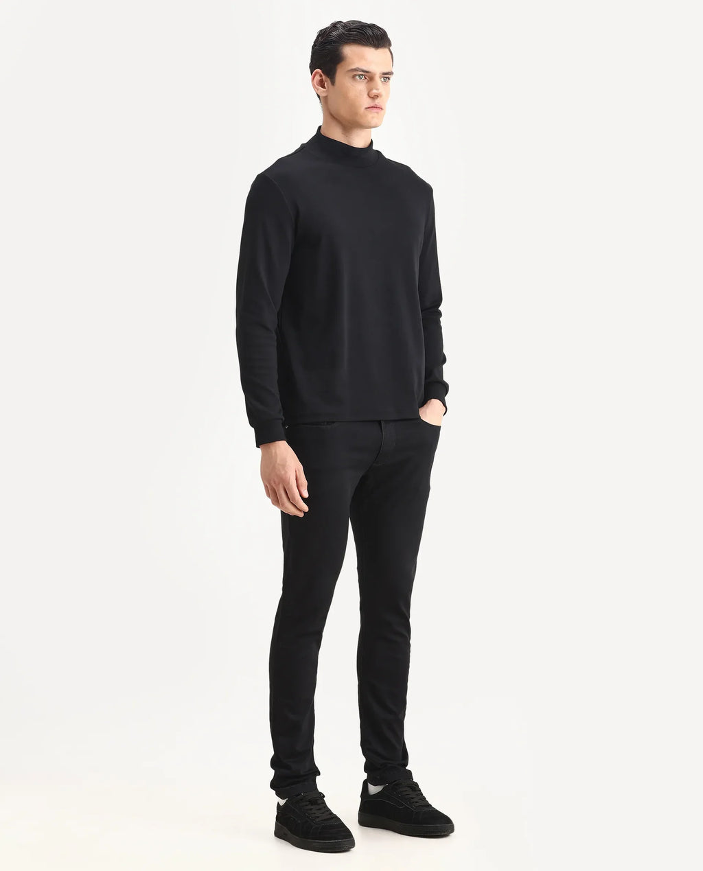 Rare Rabbit Men's Satinx S Black Cotton Plain Hawk Slim Fit Jeans