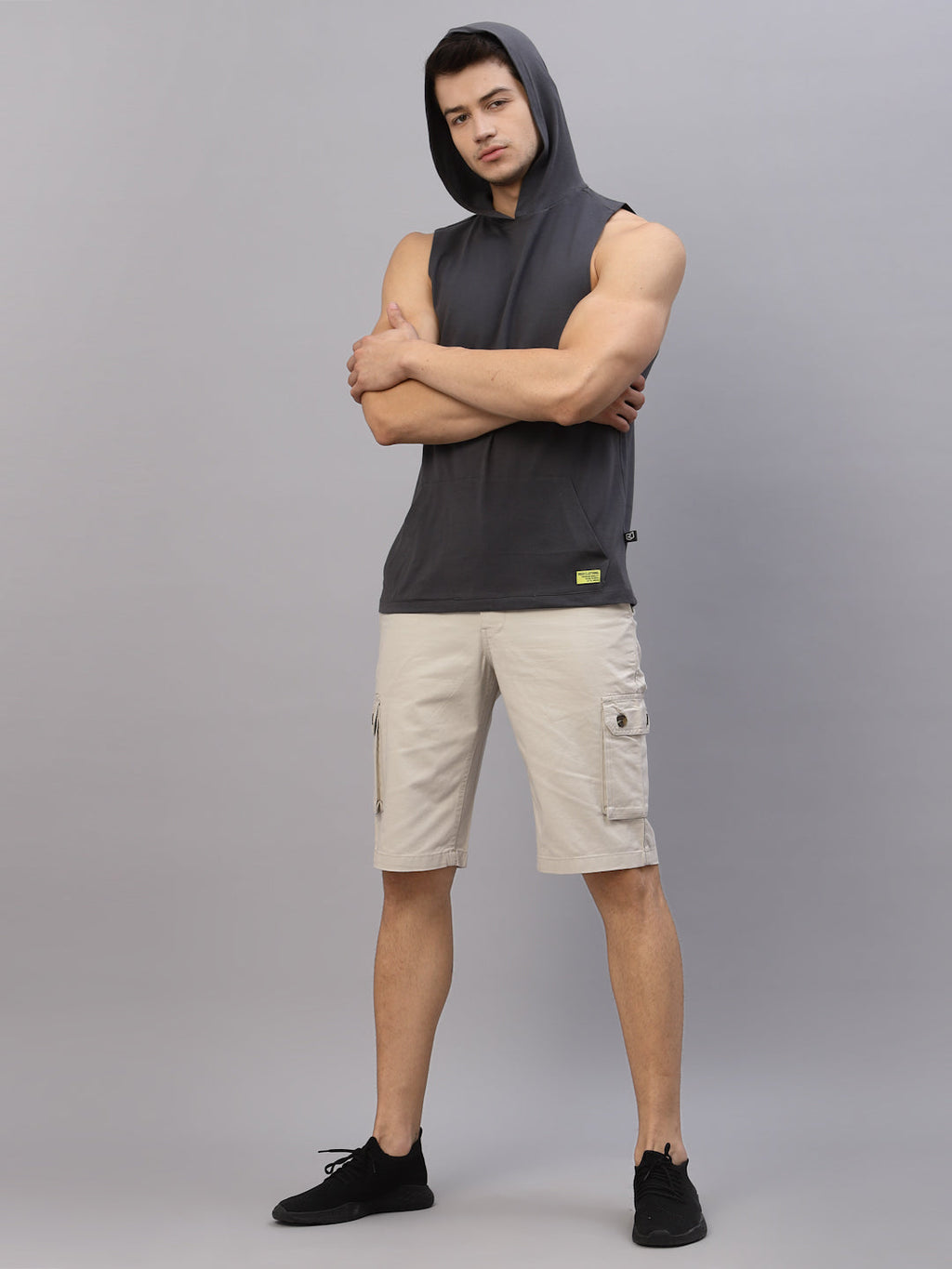 Men Grey Sleeveless T-Shirt