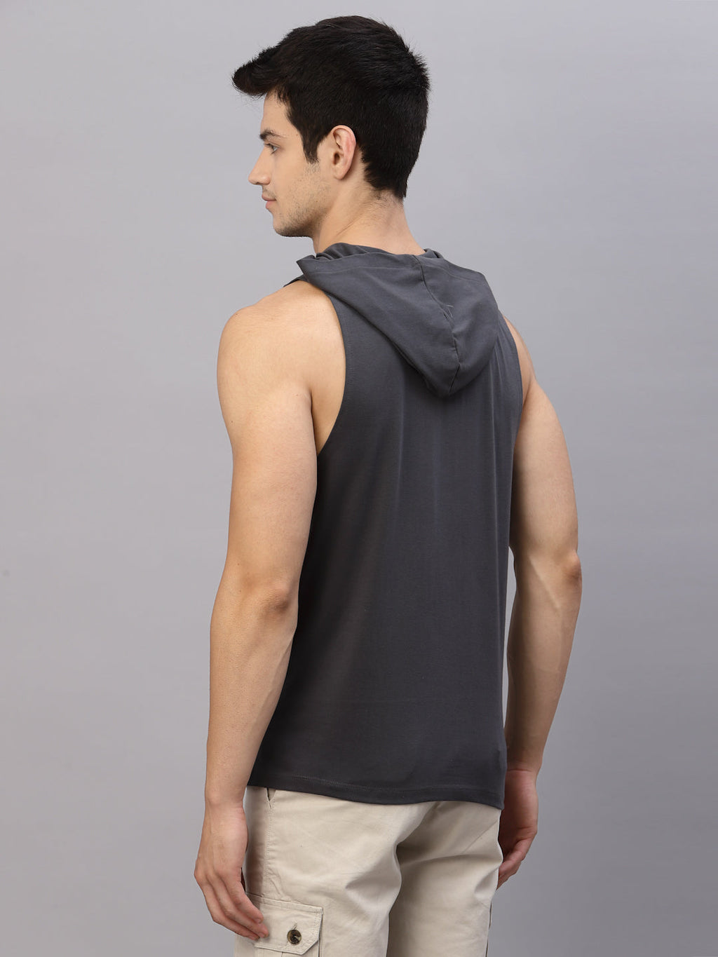 Men Grey Sleeveless T-Shirt