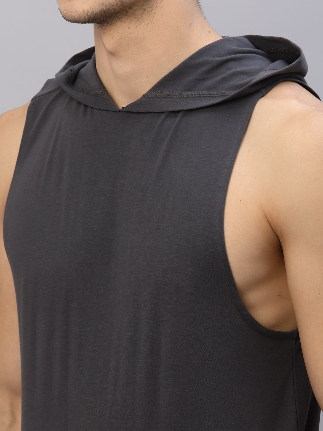 Men Grey Sleeveless T-Shirt