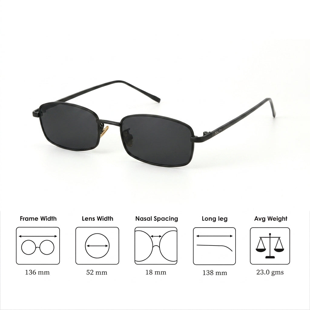 Virat Black Rectangular Sunglasses