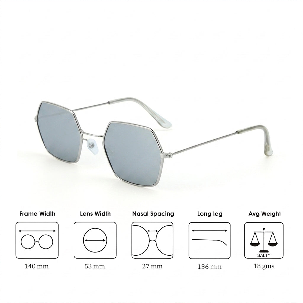 Hexara Edge Luxe Sunglasses - Silver