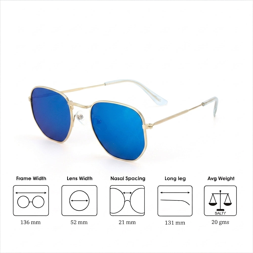 HexaGlint Sunglasses - Mercury Blue