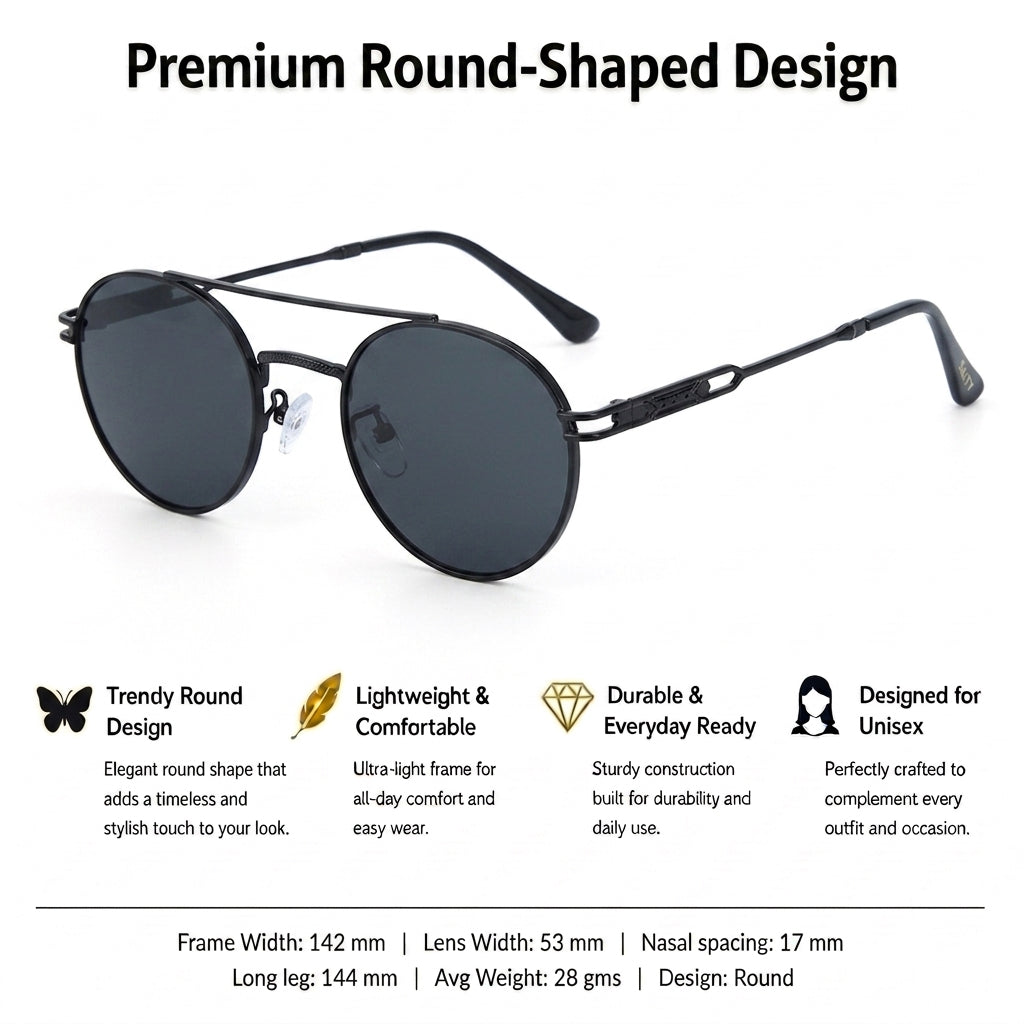 Classic Round Edge Shades – Black