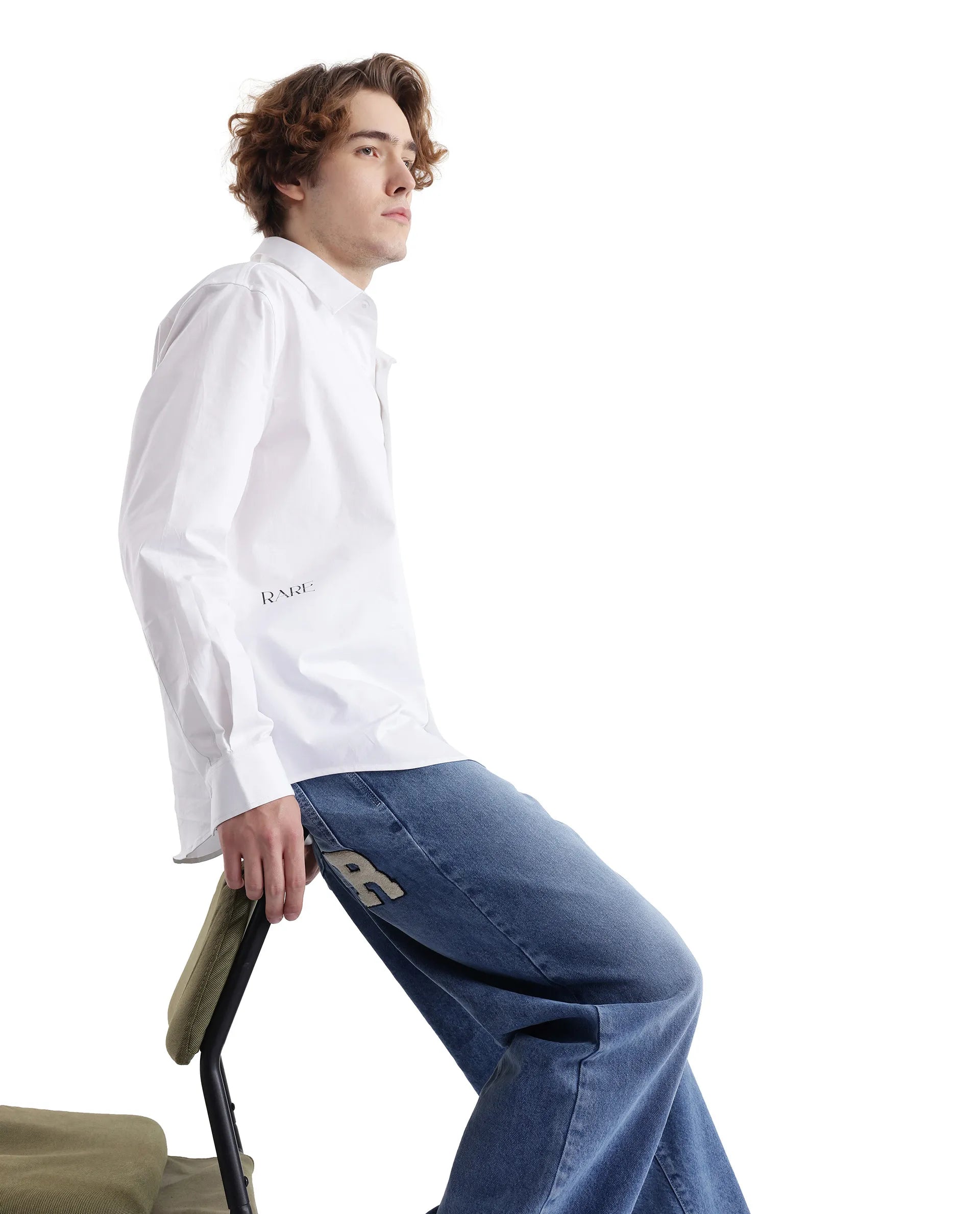 Rare Rabbit Men's Slander White Cotton Plain Regular Fit Full Sleeve Collared Shirt
