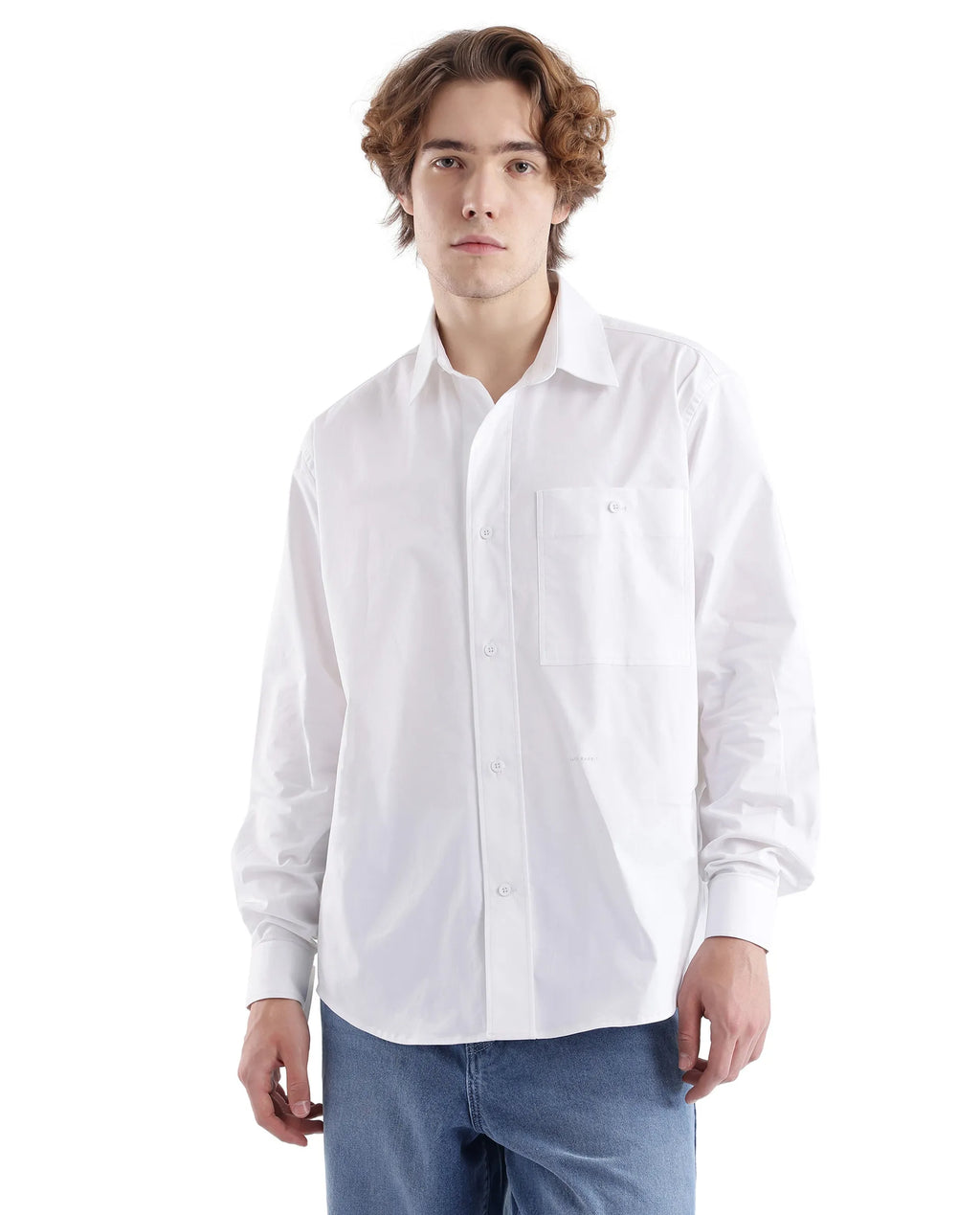 Rare Rabbit Men's Slander White Cotton Plain Regular Fit Full Sleeve Collared Shirt