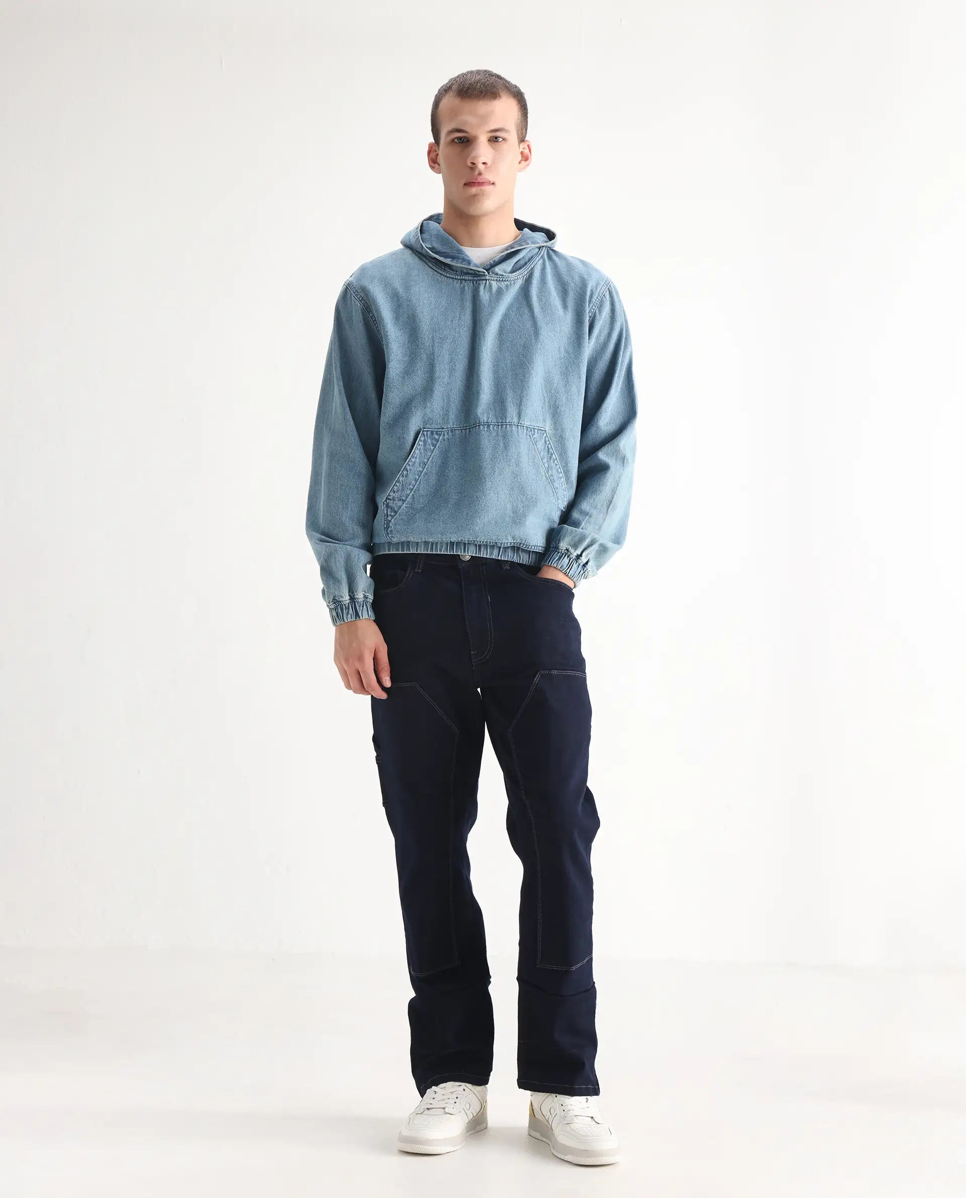 Rare Rabbit Men's Slava Blue Tencel Plain Morris Regular Fit Jeans