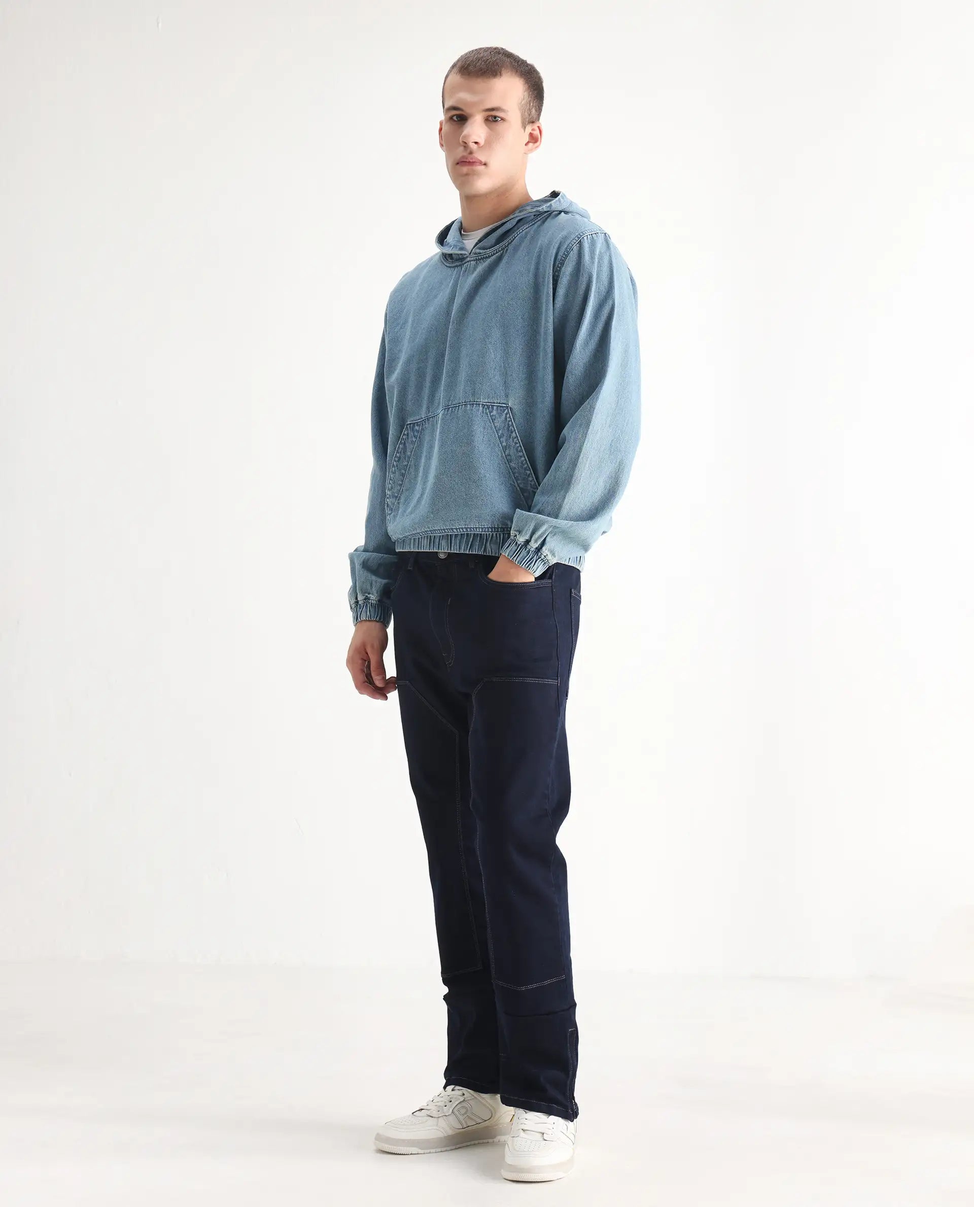 Rare Rabbit Men's Slava Blue Tencel Plain Morris Regular Fit Jeans