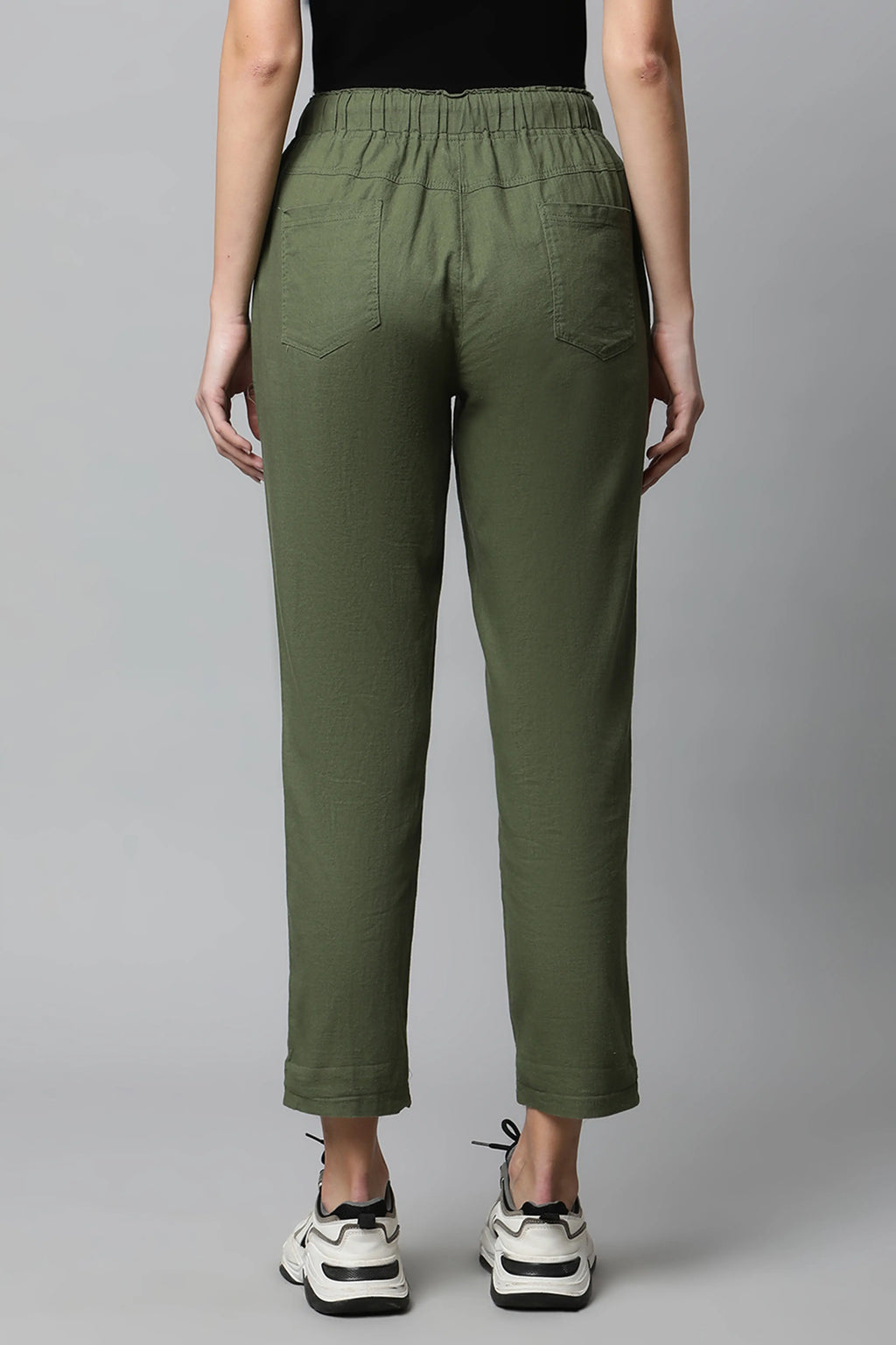 Olive Regular Fit Cotton Lower
