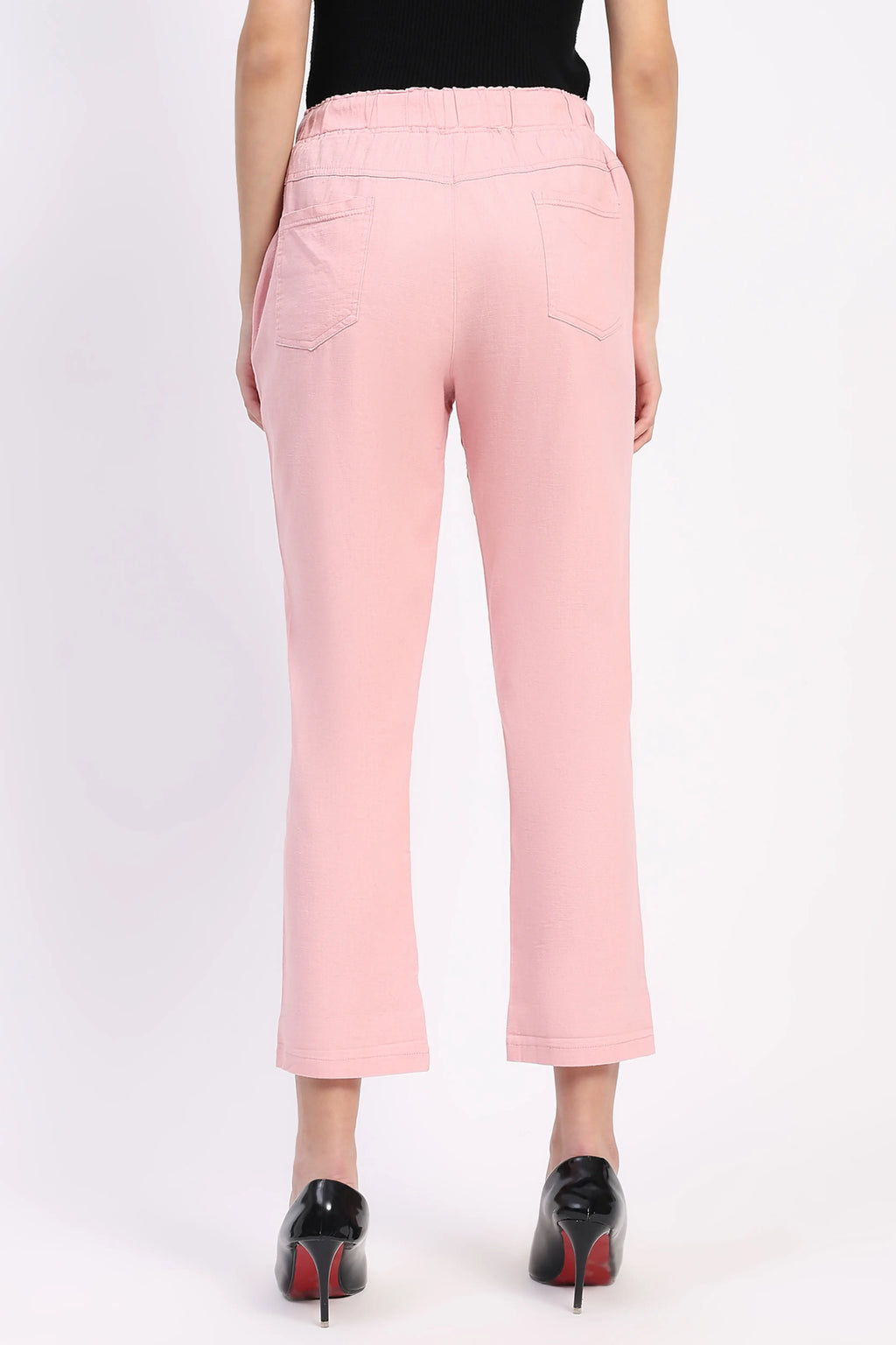 Pink Cotton Ankle Length Lower