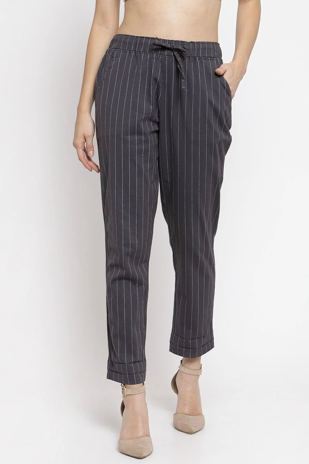 Dark Grey Cotton Regular Fit Lower