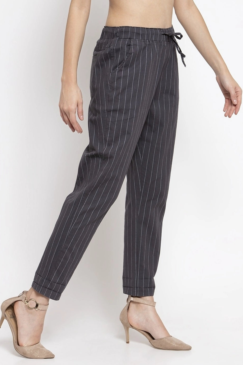 Dark Grey Cotton Regular Fit Lower