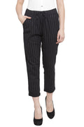 Black Striped Ankle Length Lower