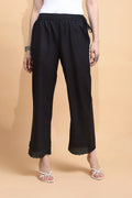 Black Cotton Loose Fit Palazzo