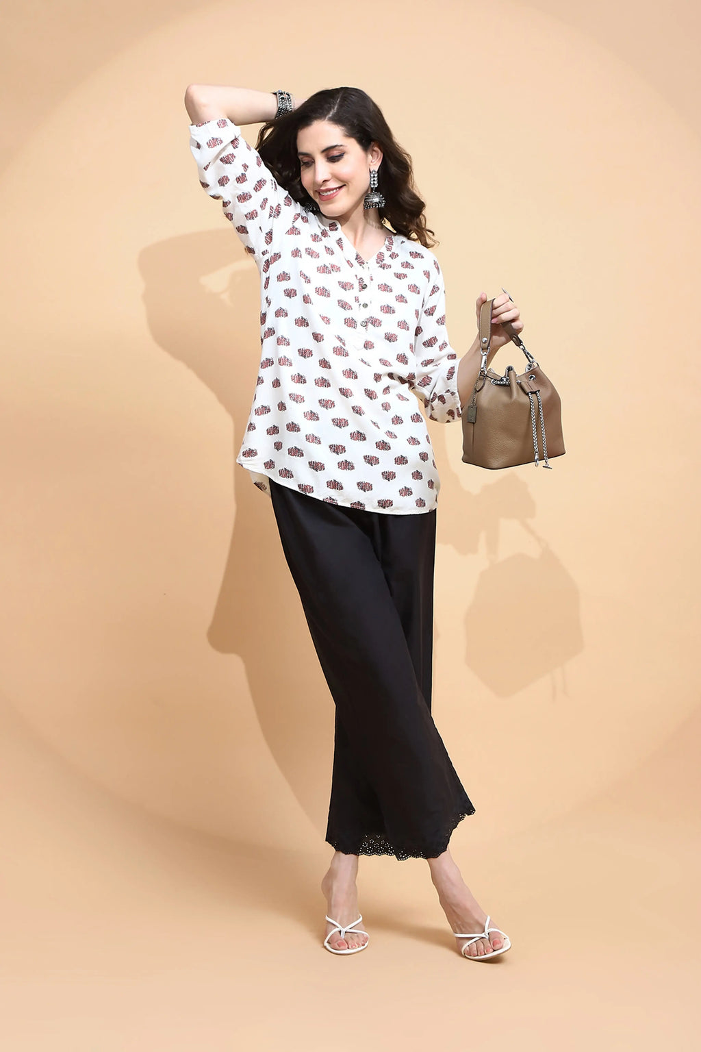 Black Cotton Loose Fit Palazzo