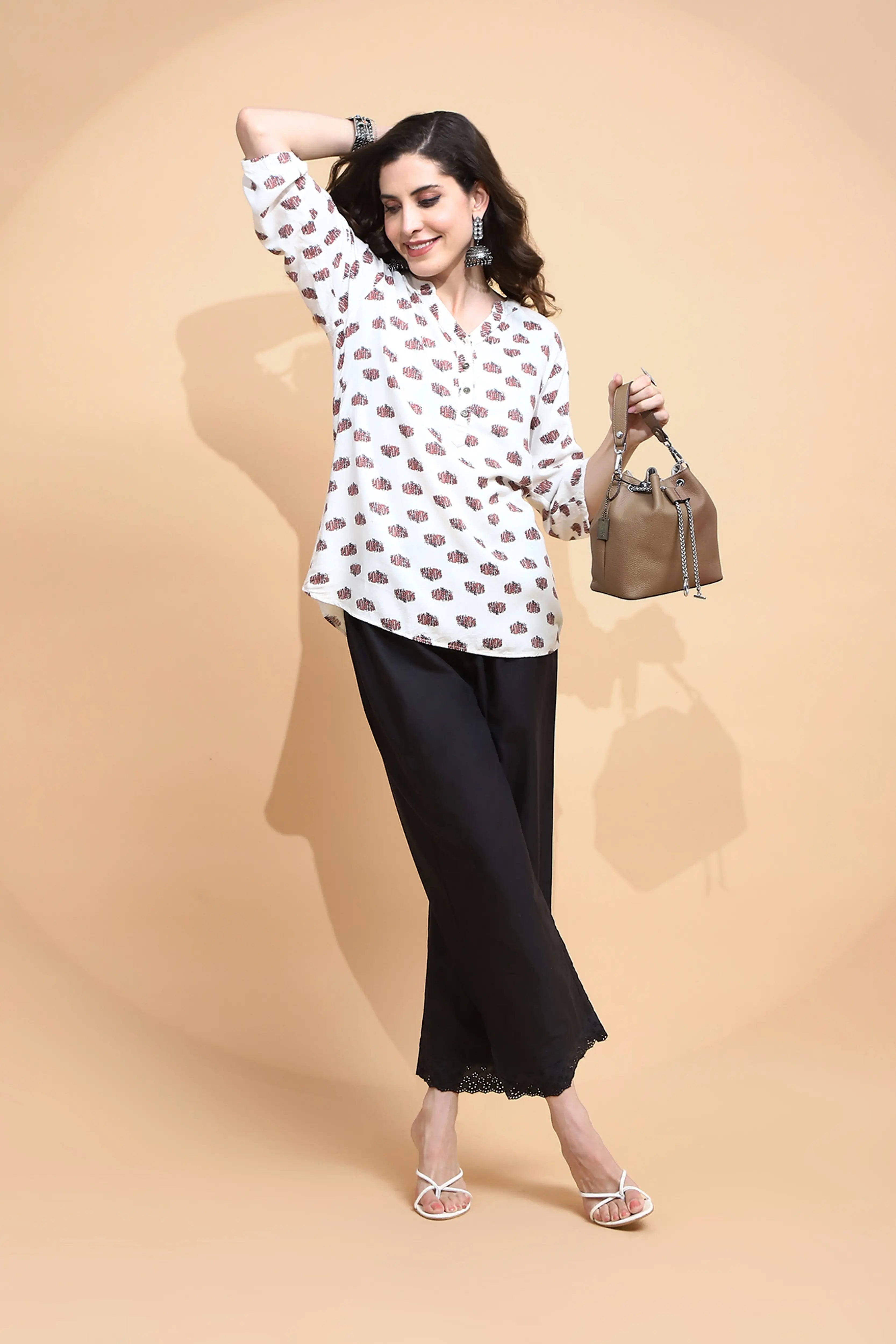 Black Cotton Loose Fit Palazzo