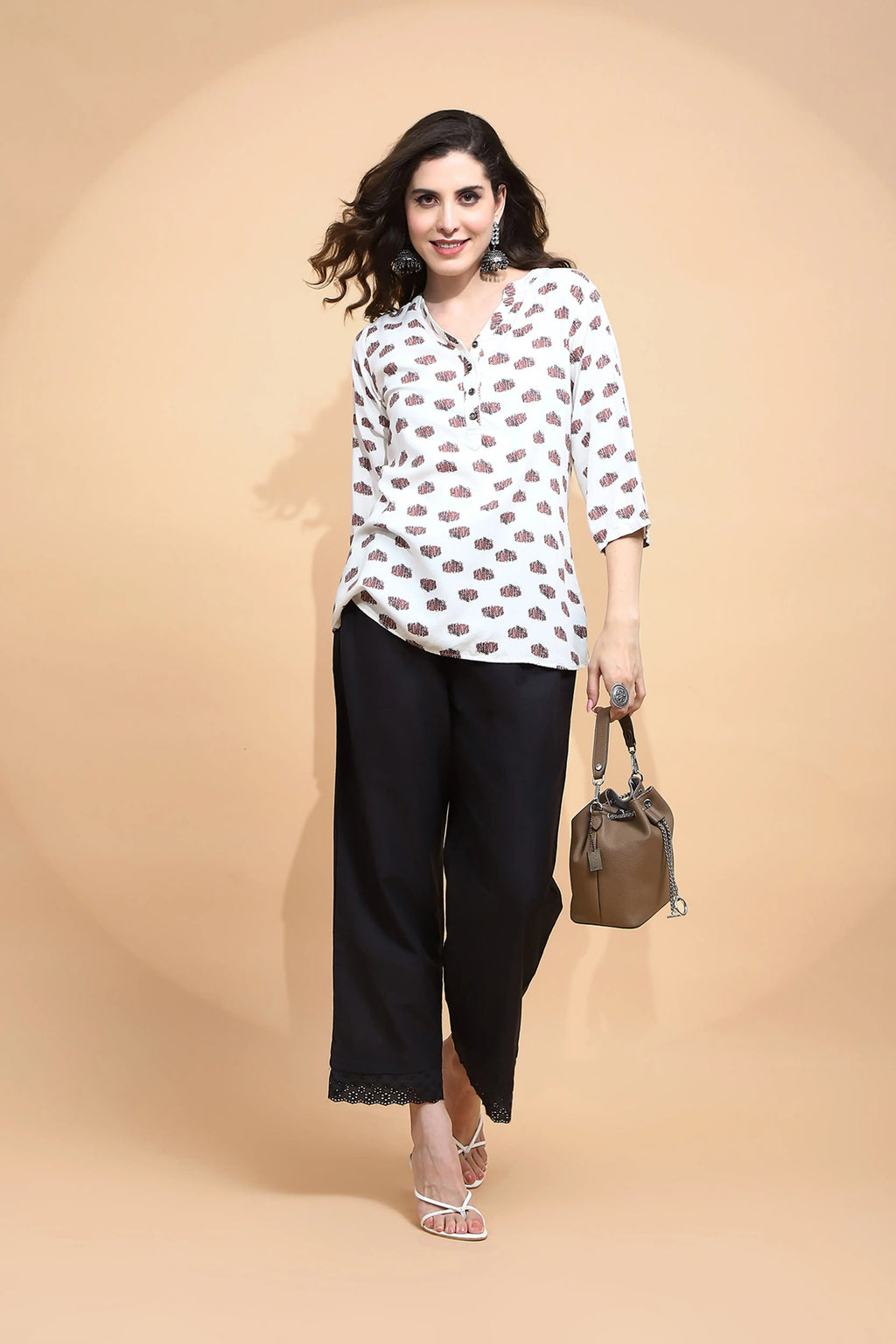 Black Cotton Loose Fit Palazzo