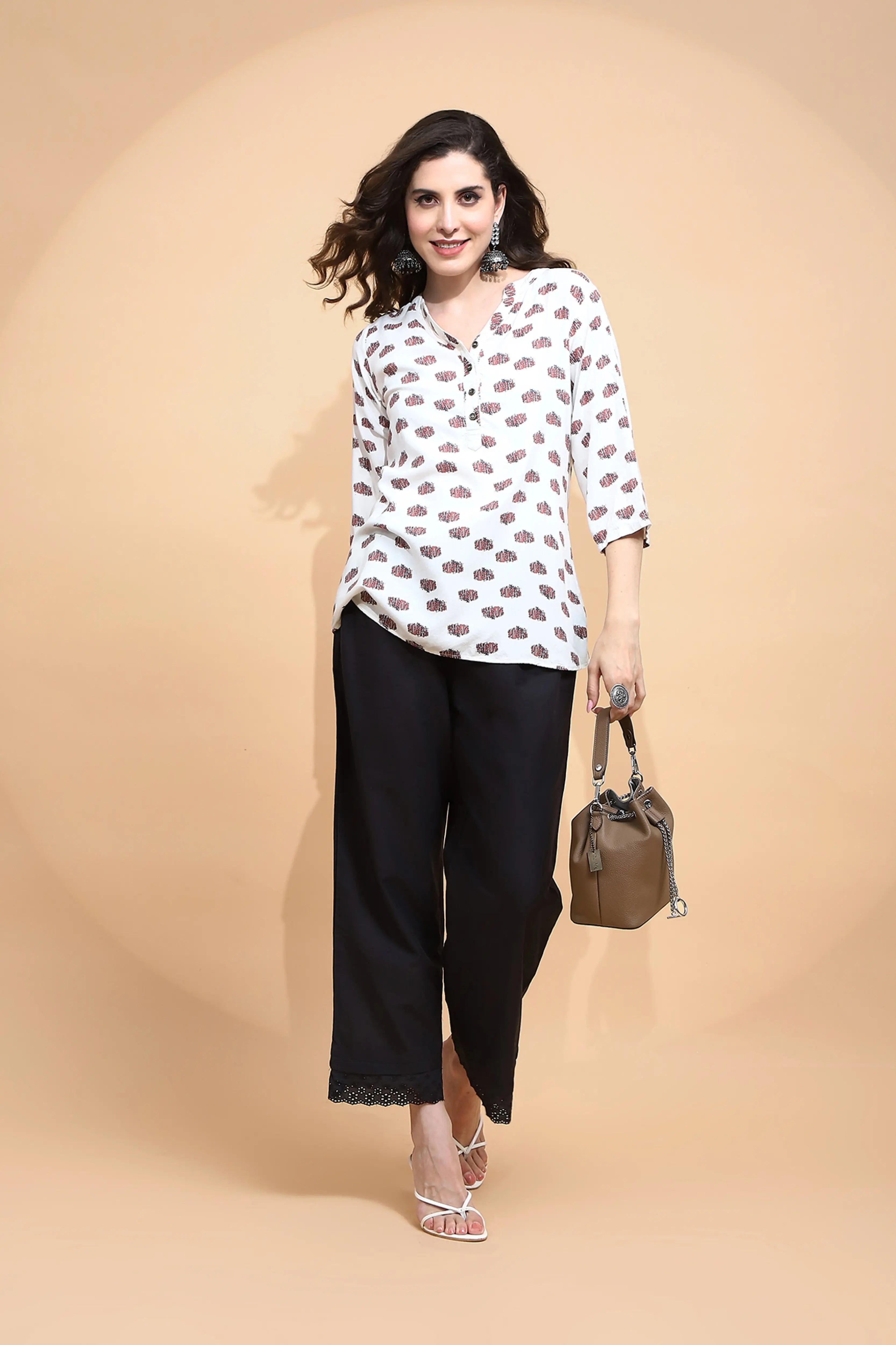 Black Cotton Loose Fit Palazzo