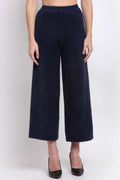 Navy Blue Loose Fit Faux-Fur Lower