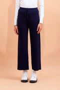 Navy Blue Viscose Blend Solid Lower