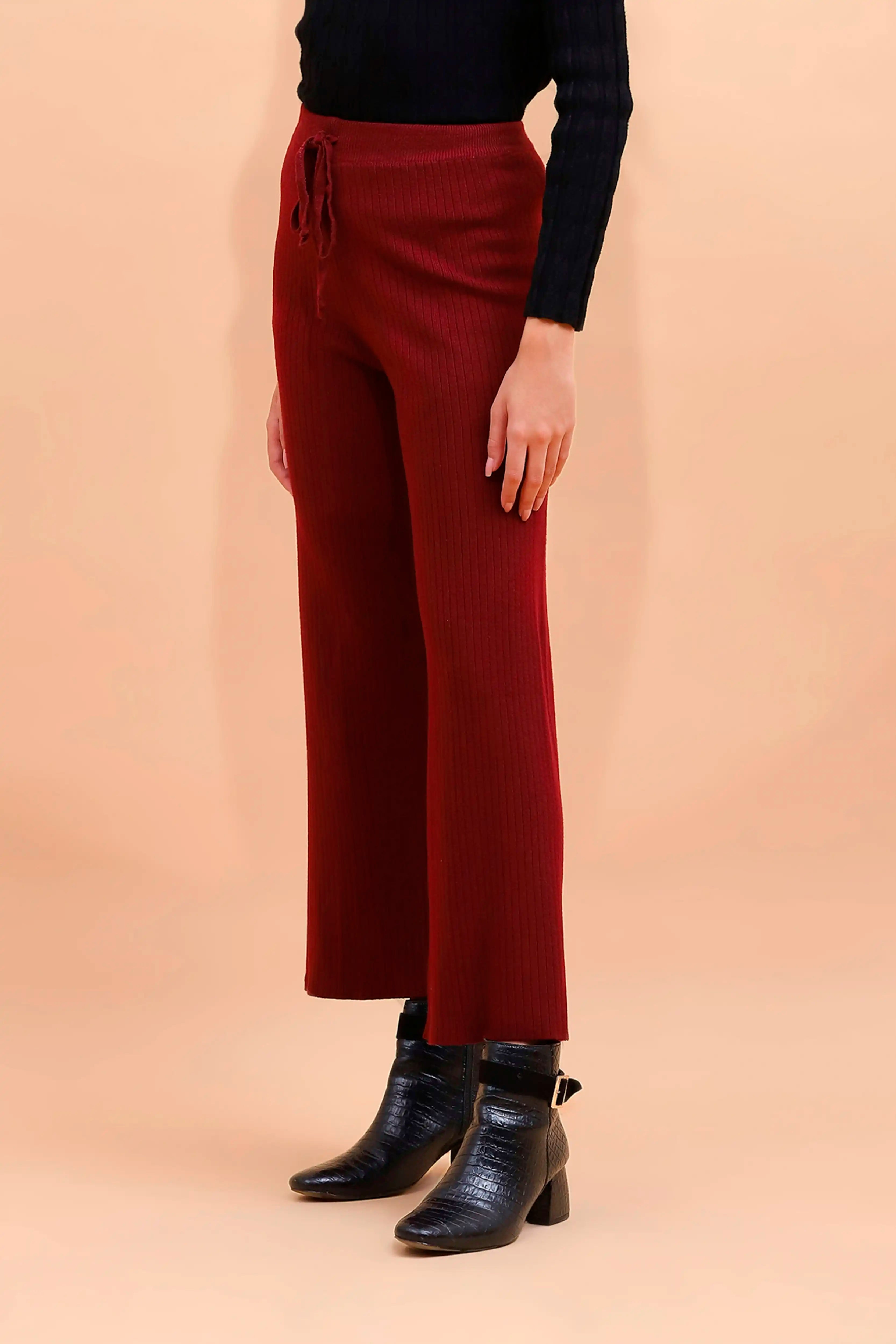 Wine Viscose Blend Solid Lower