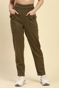 Brown Cotton Regular Fit Trouser