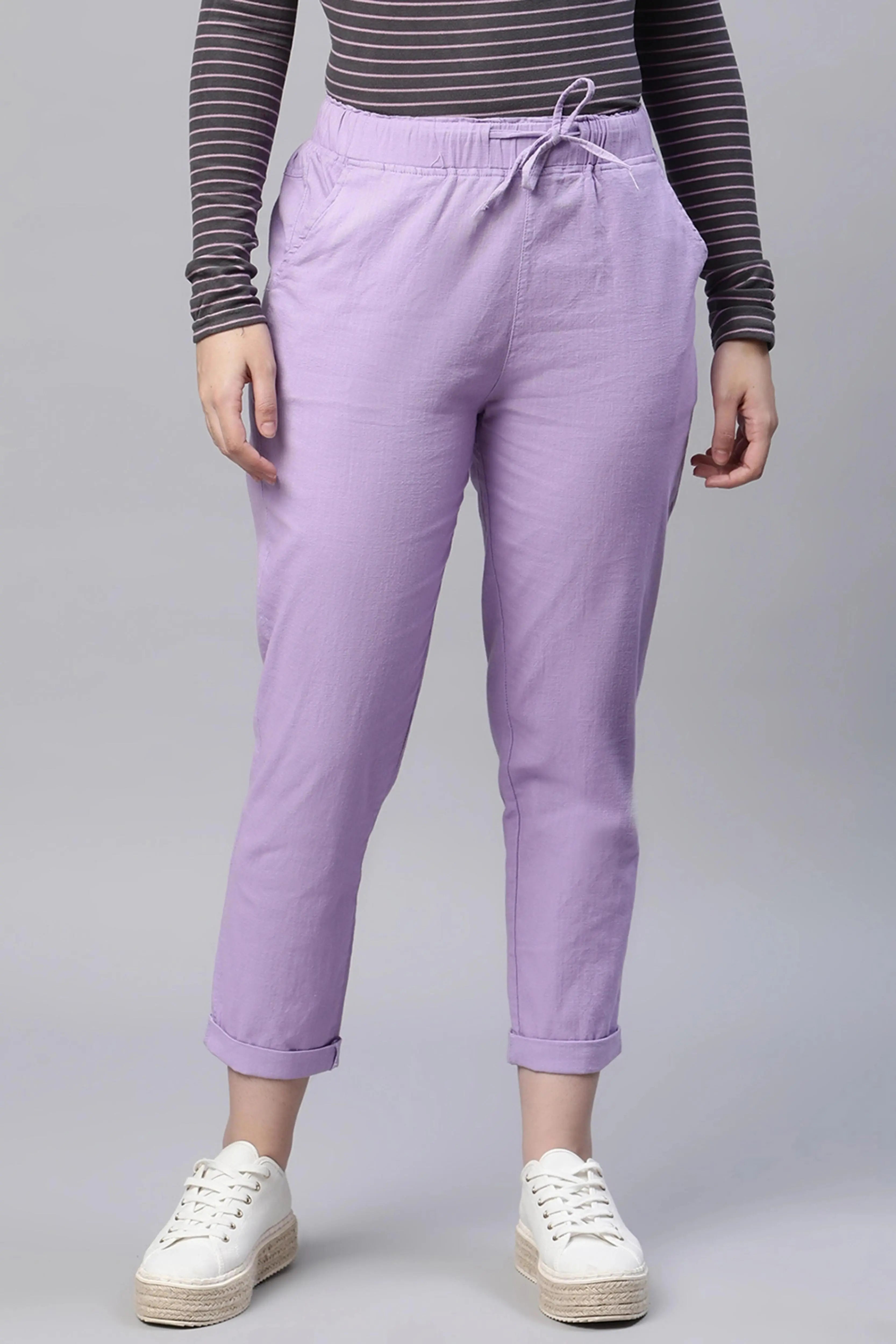 Lilac Cotton Ankle Length Lower