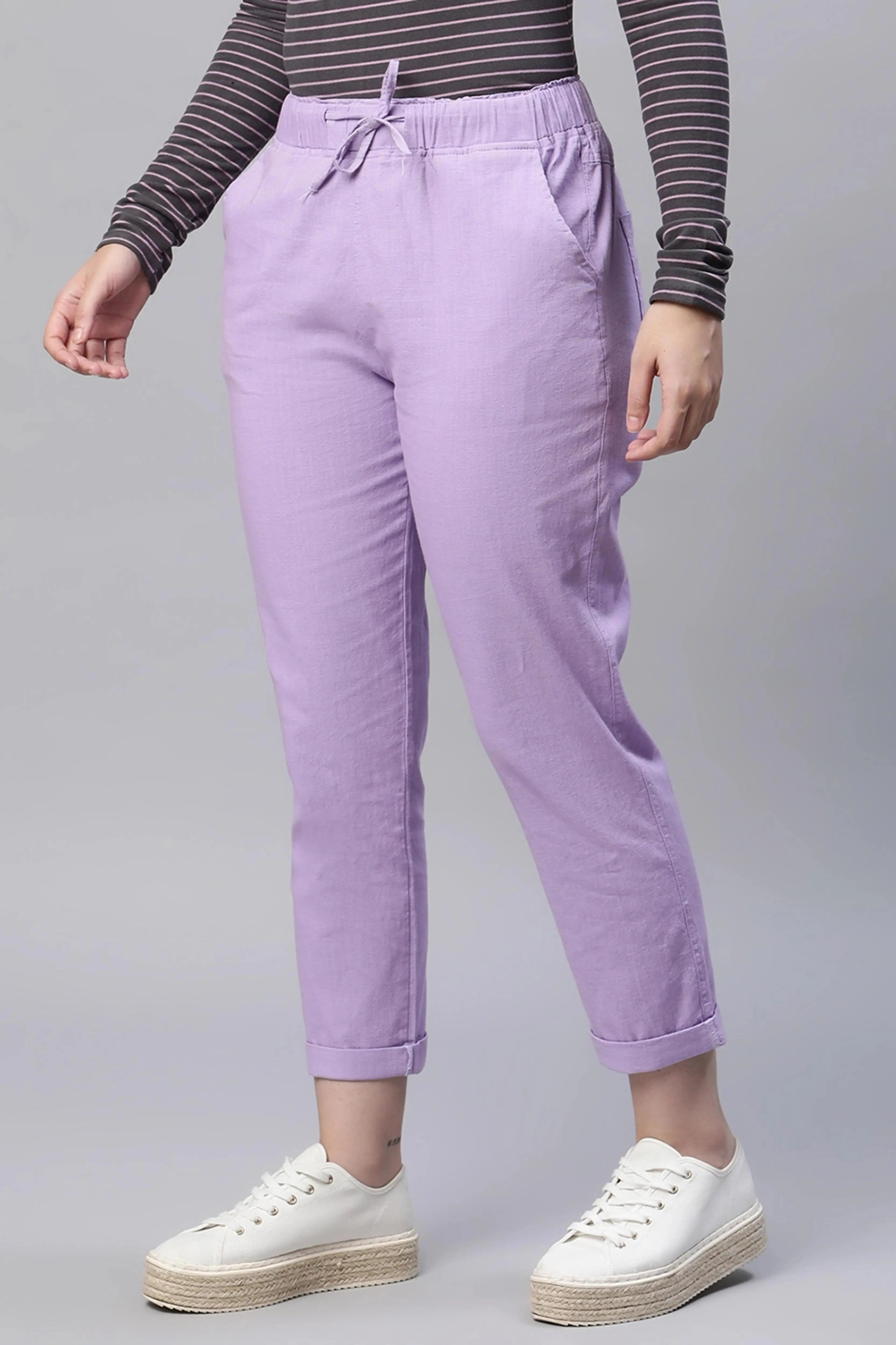 Lilac Cotton Ankle Length Lower