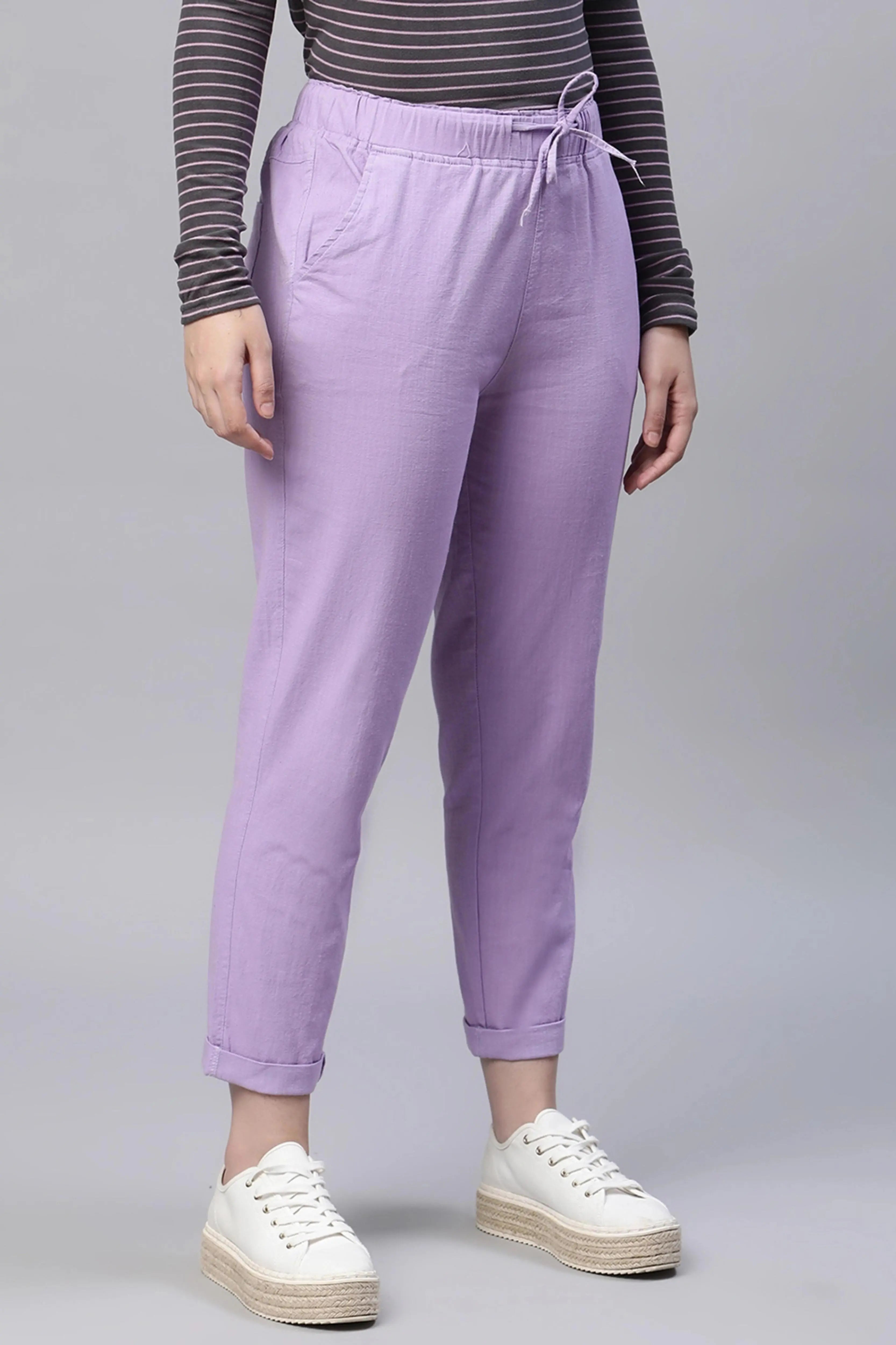 Lilac Cotton Ankle Length Lower