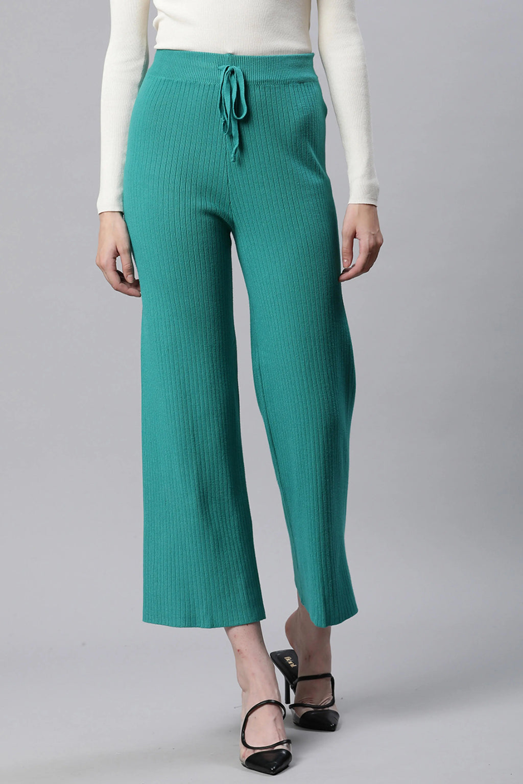 High Rise Green Flared Leg Lower