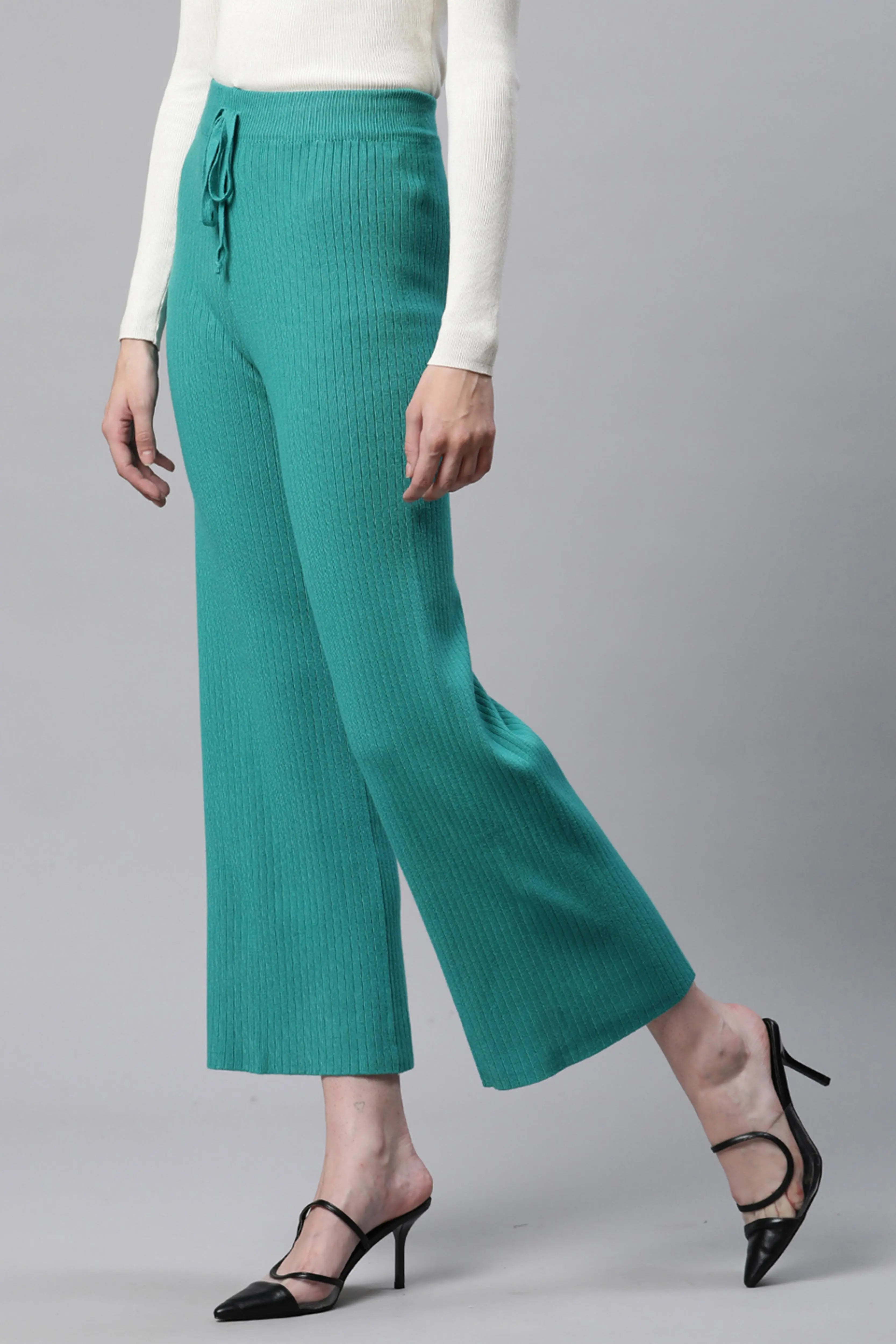 High Rise Green Flared Leg Lower