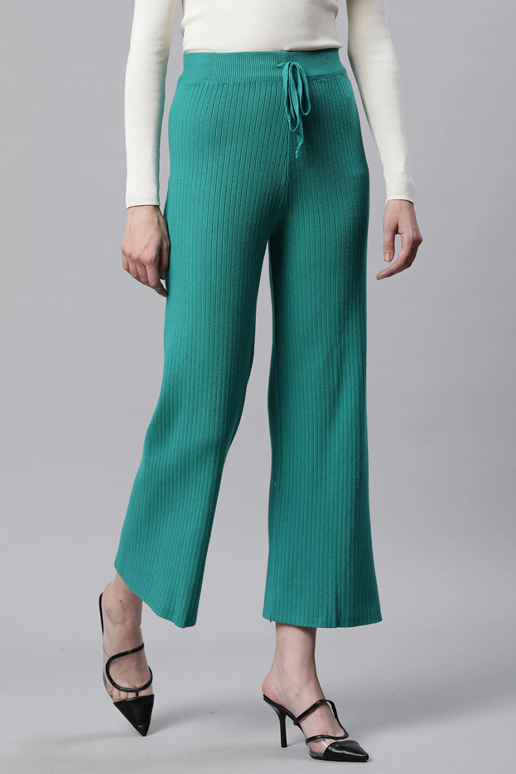 High Rise Green Flared Leg Lower
