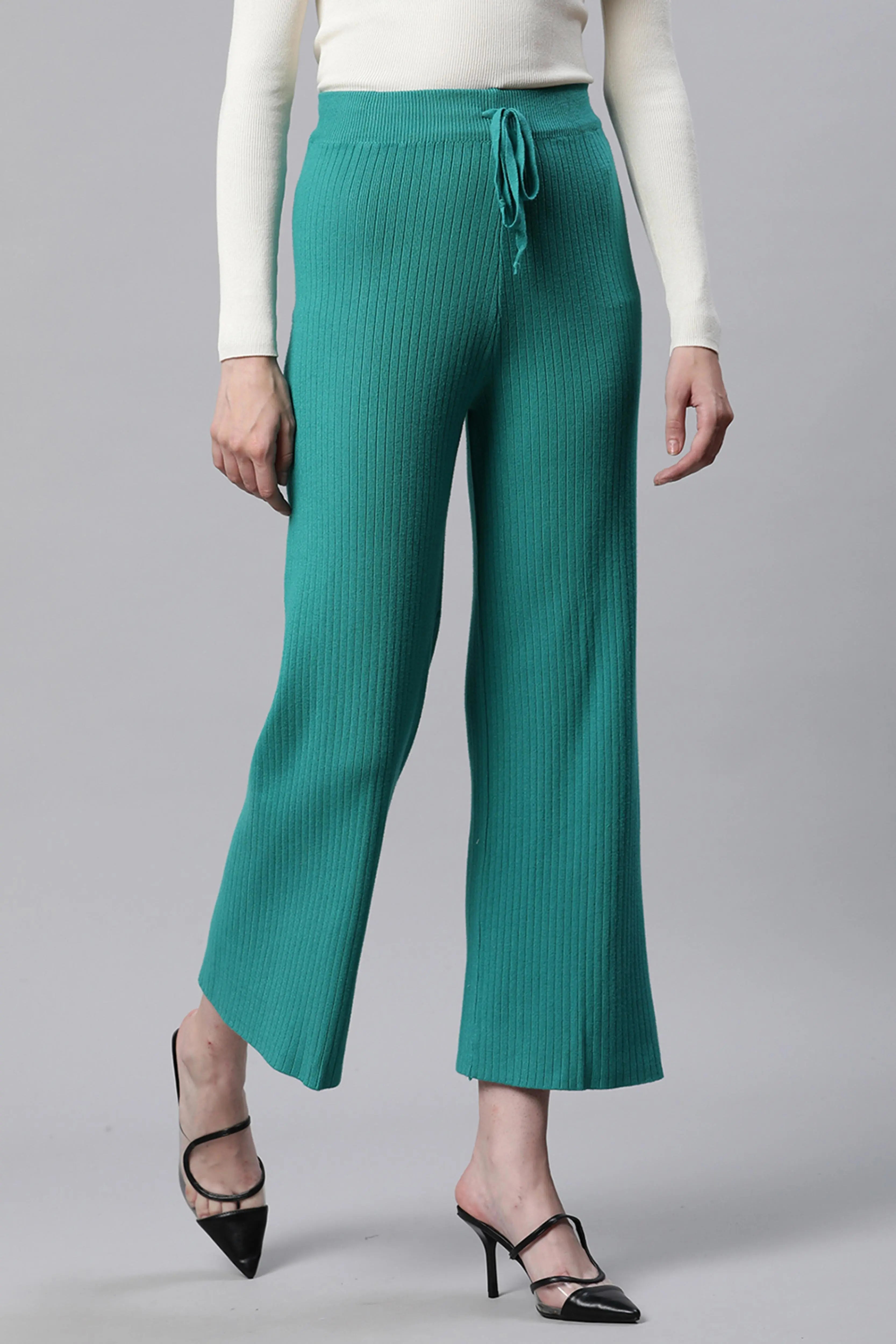 High Rise Green Flared Leg Lower