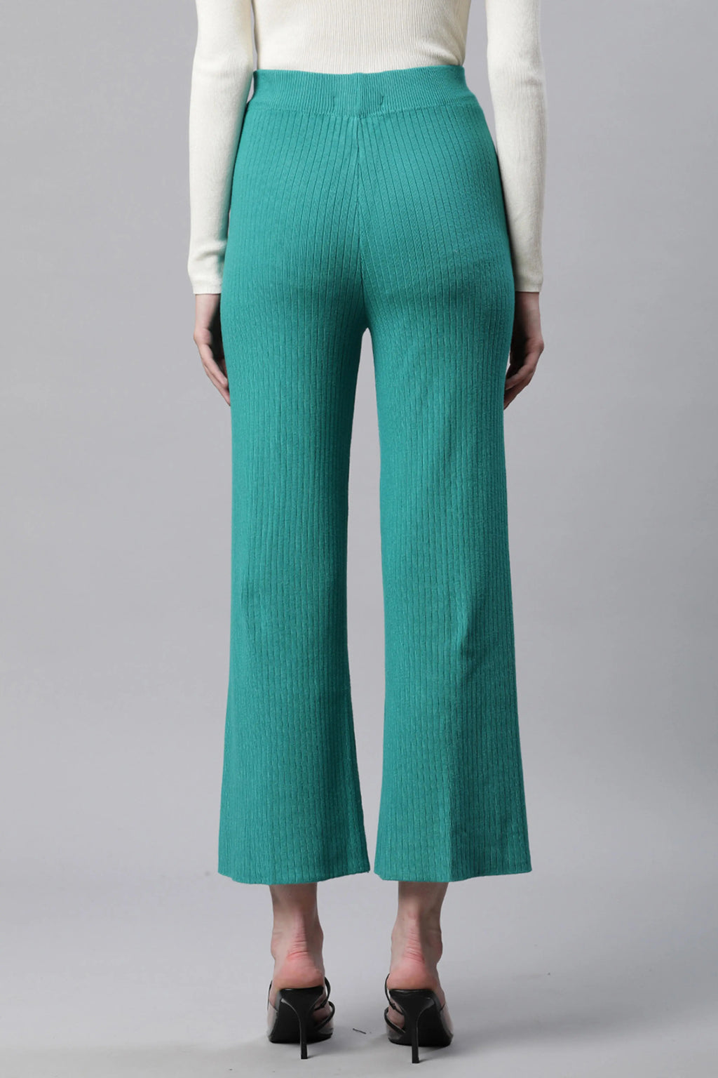 High Rise Green Flared Leg Lower