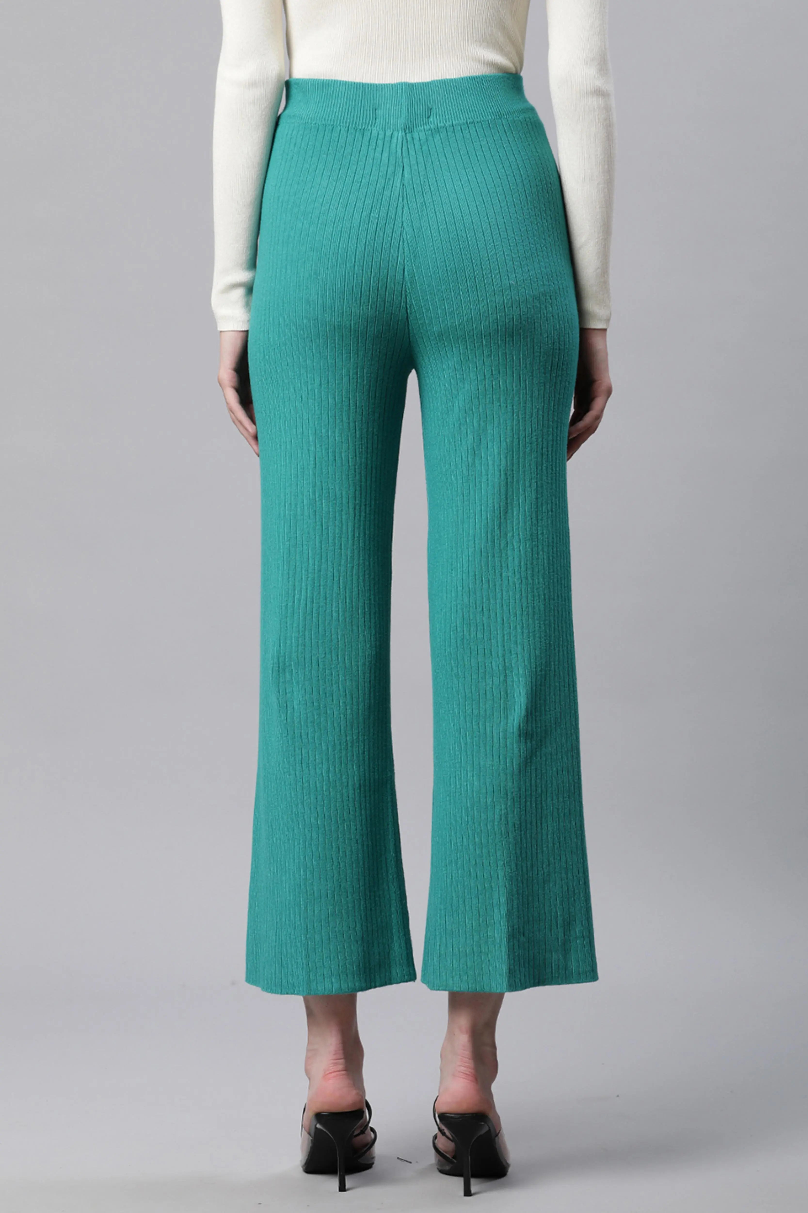 High Rise Green Flared Leg Lower
