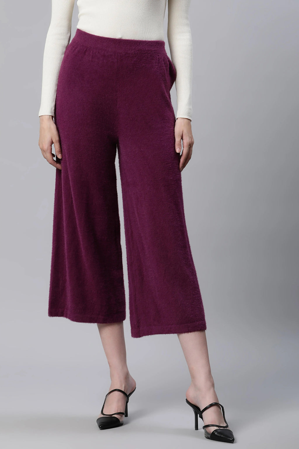 Plum Nylon Loose Fit Lower