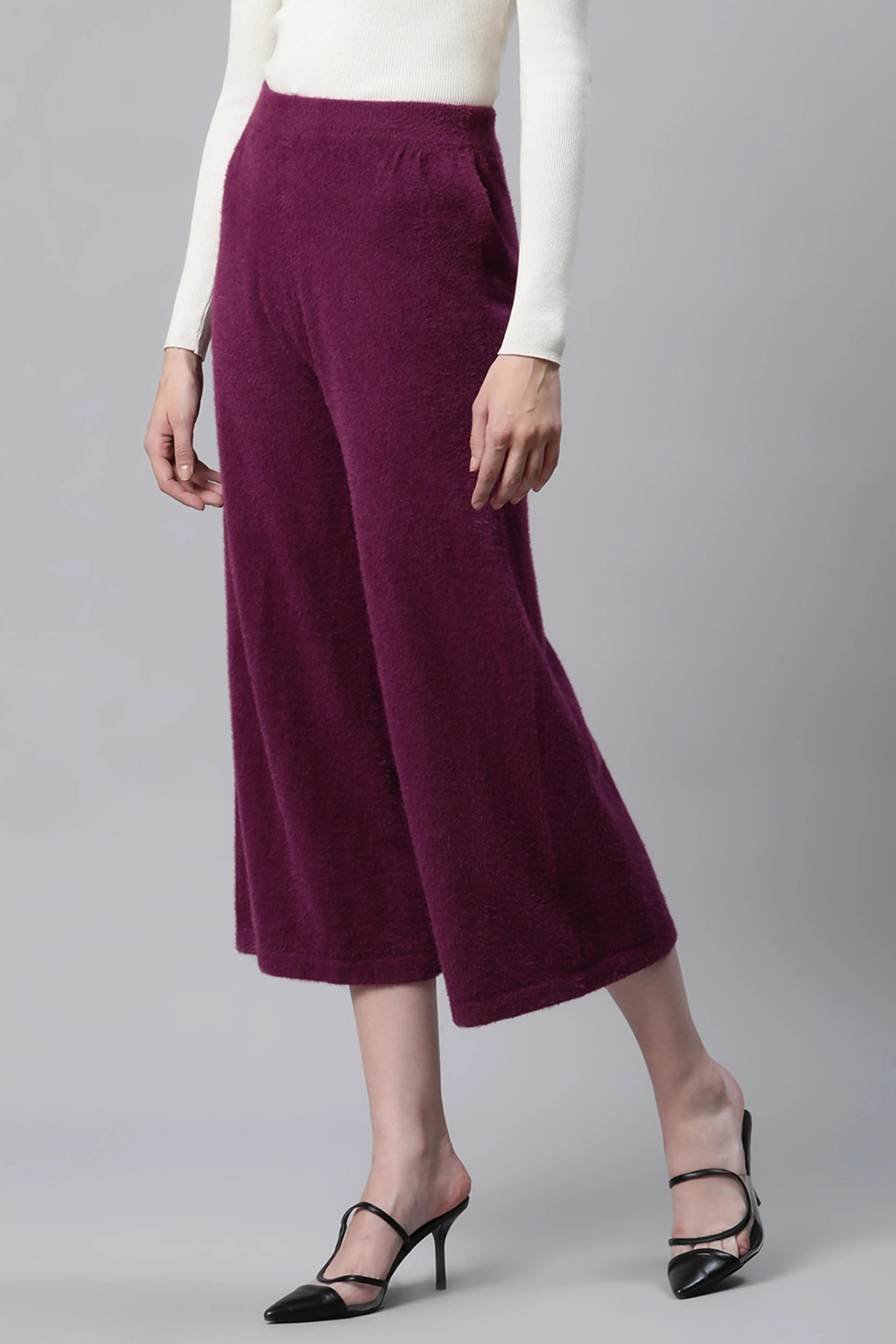 Plum Nylon Loose Fit Lower
