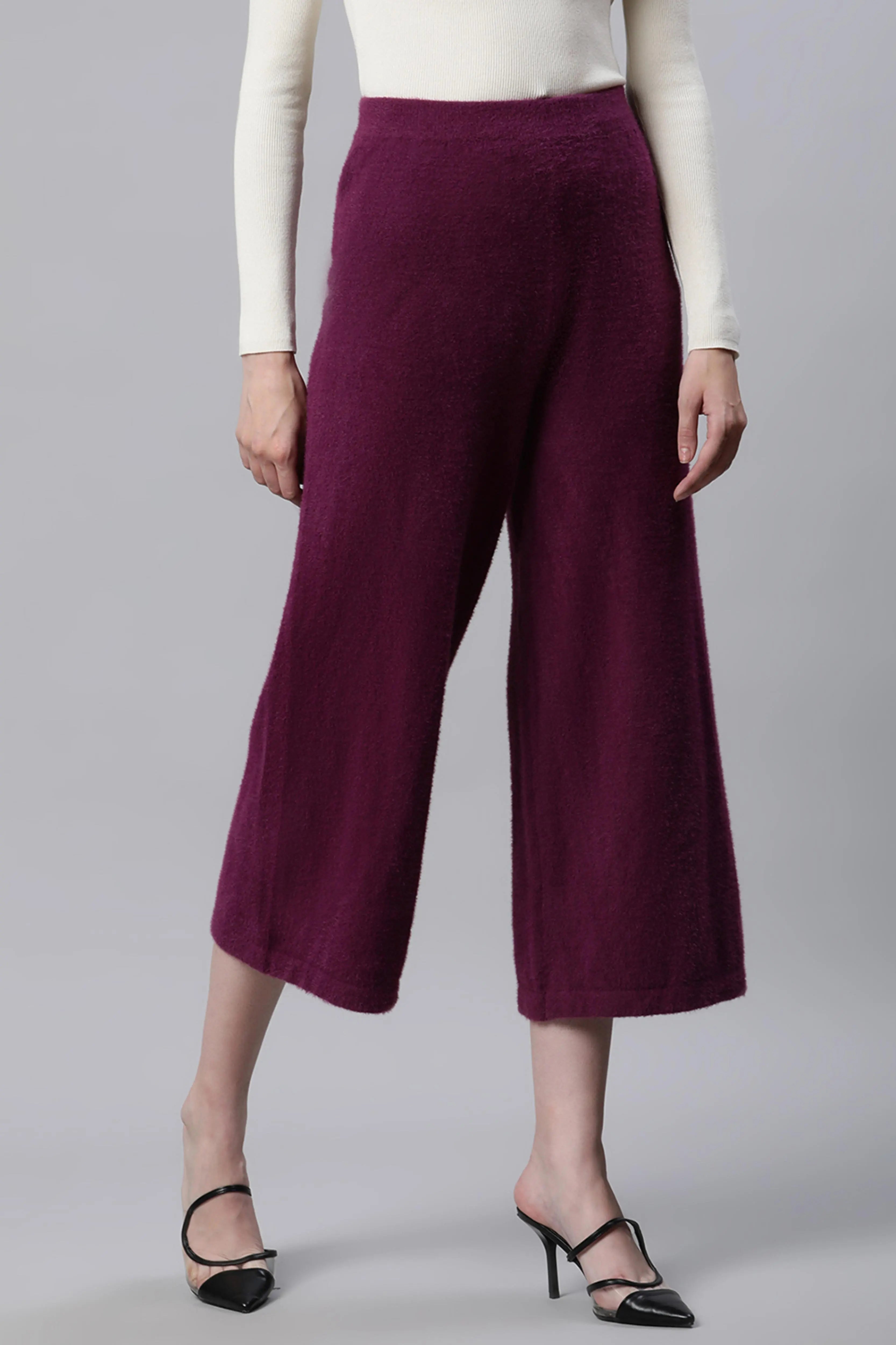 Plum Nylon Loose Fit Lower