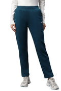 Teal Solid Cotton Blend Track Pants
