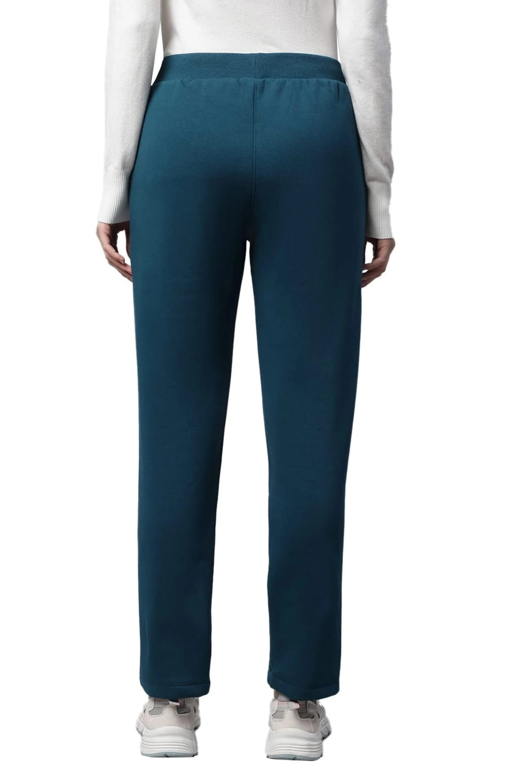 Teal Solid Cotton Blend Track Pants