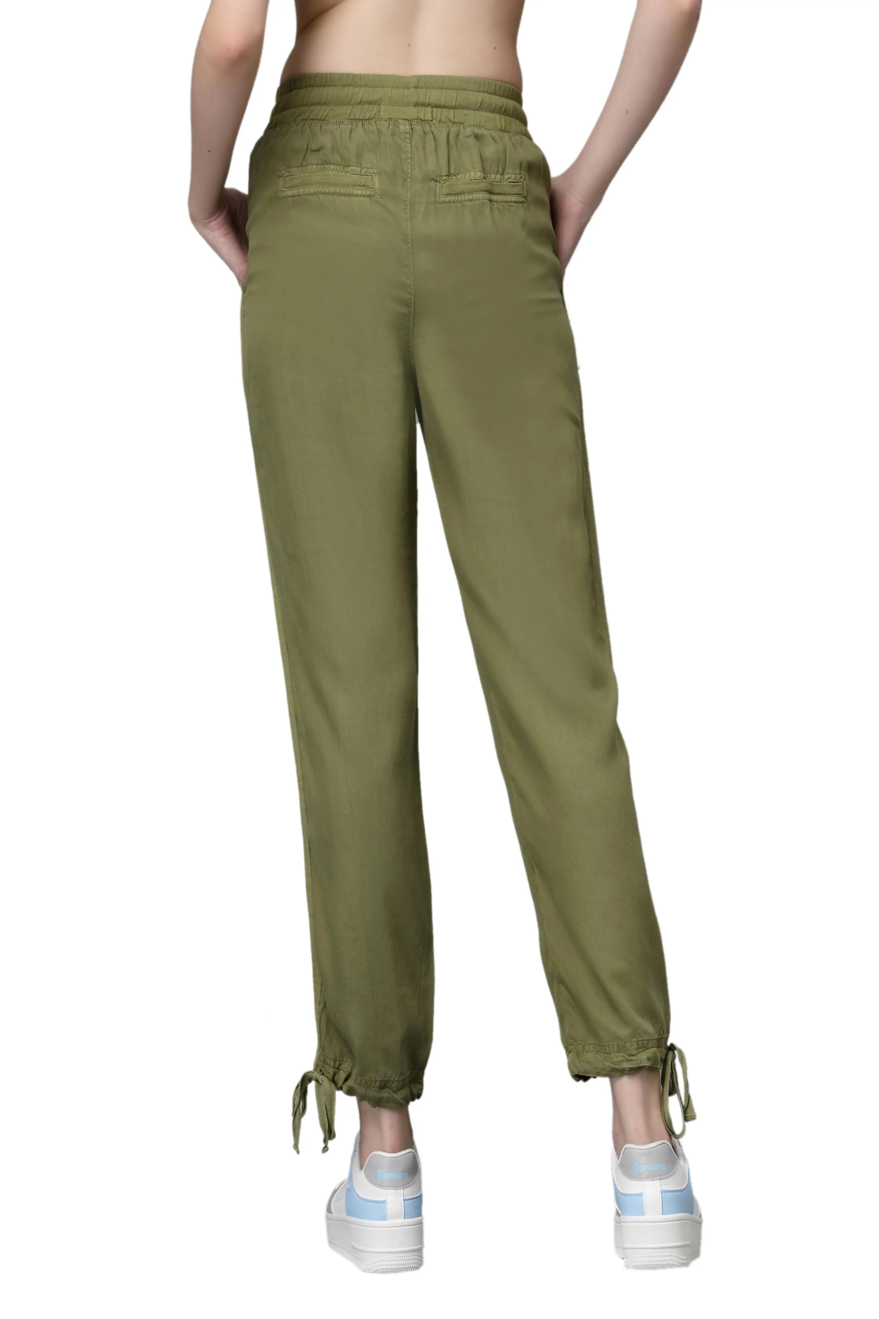 Olive Green Cotton Solid Lower