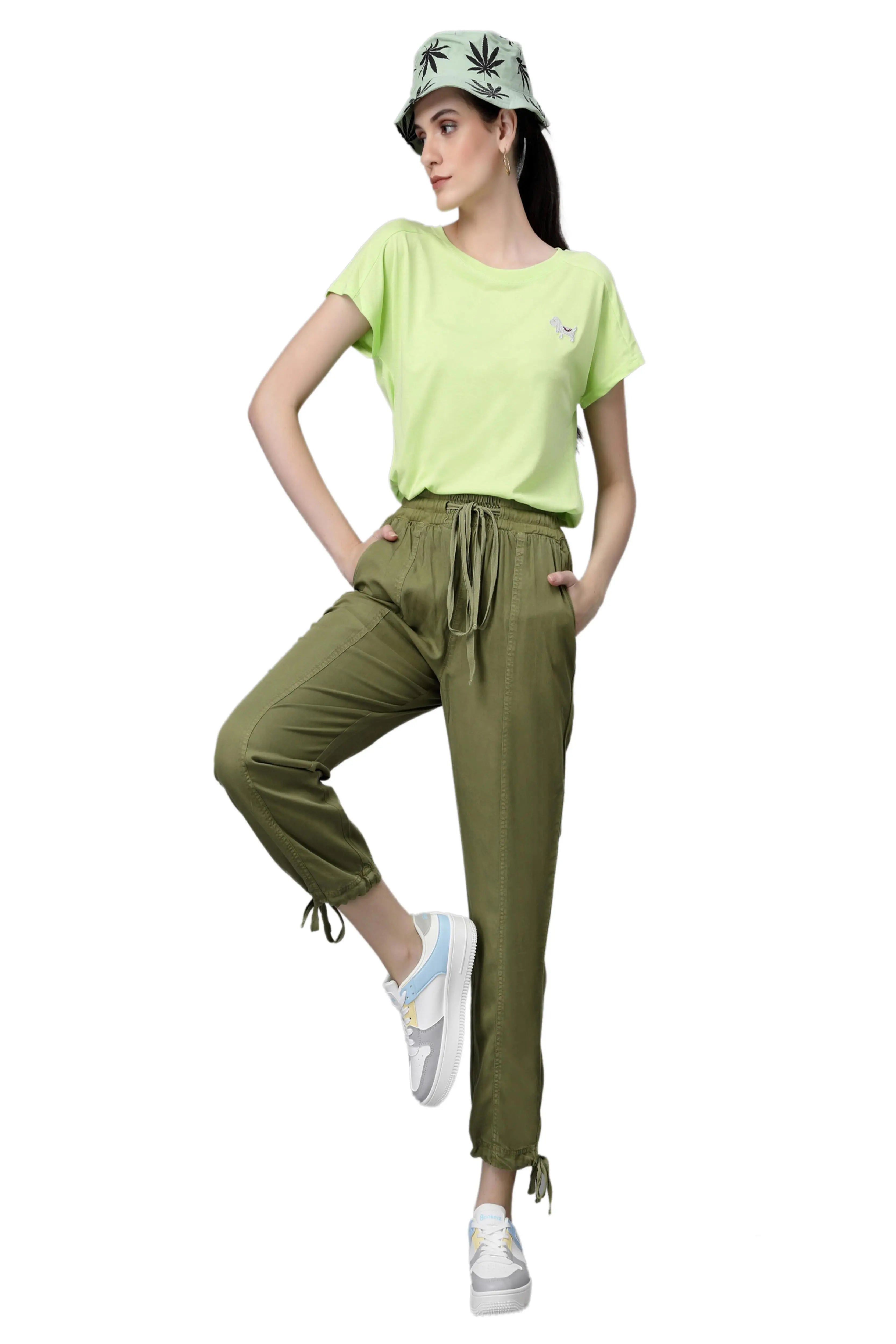 Olive Green Cotton Solid Lower