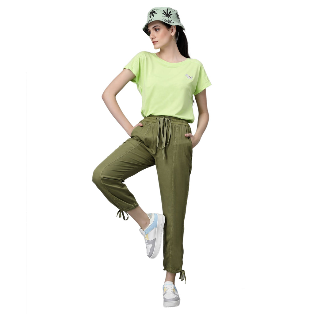 Olive Green Cotton Solid Lower