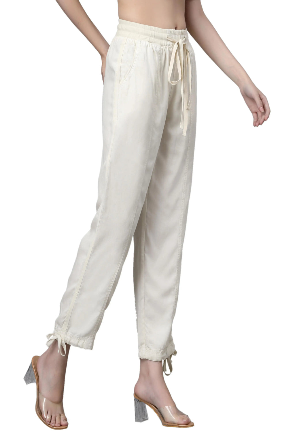 Cream Cotton Solid Lower