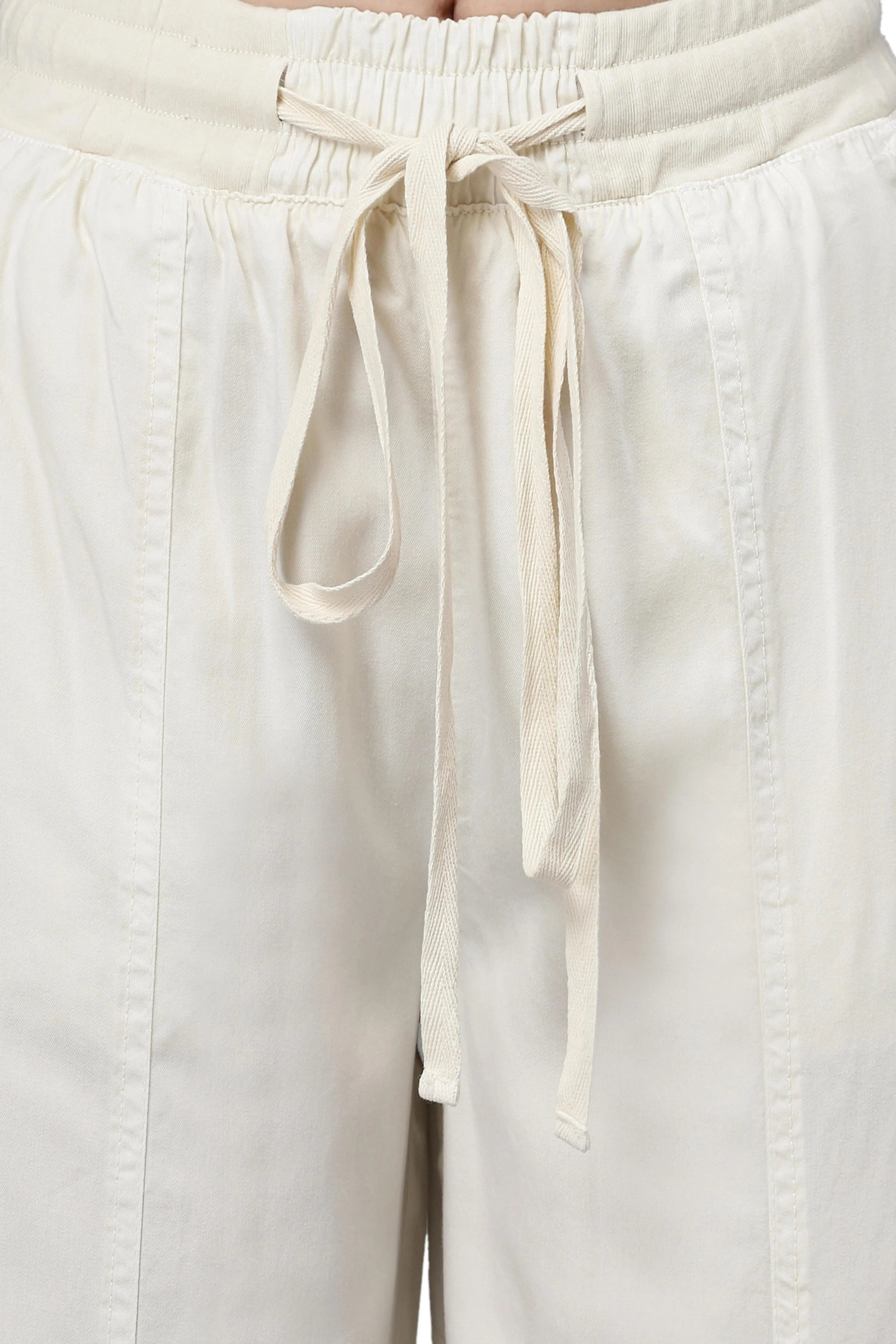 Cream Cotton Solid Lower
