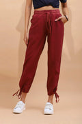 Wine Cotton Solid Lower