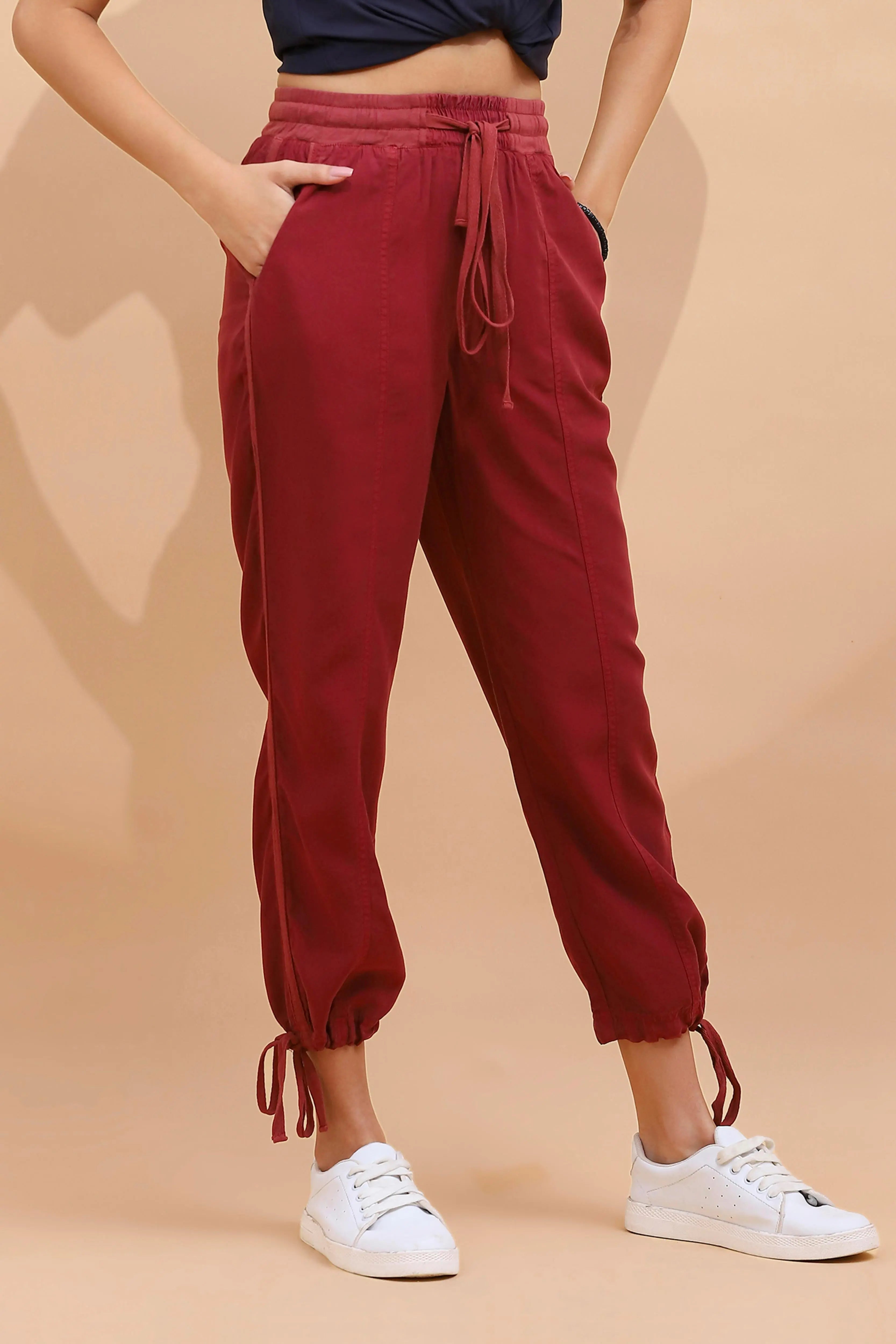 Wine Cotton Solid Lower
