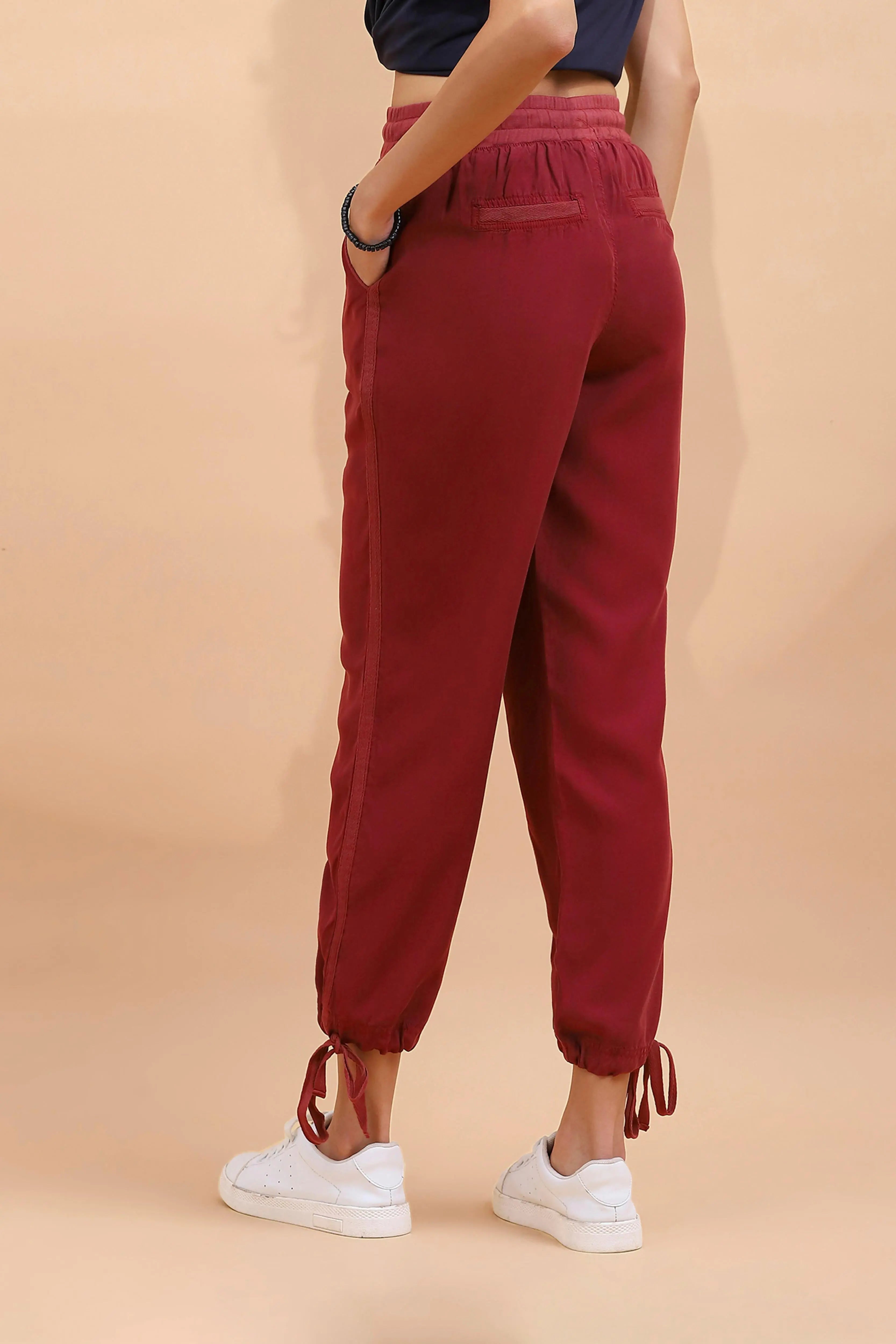 Wine Cotton Solid Lower