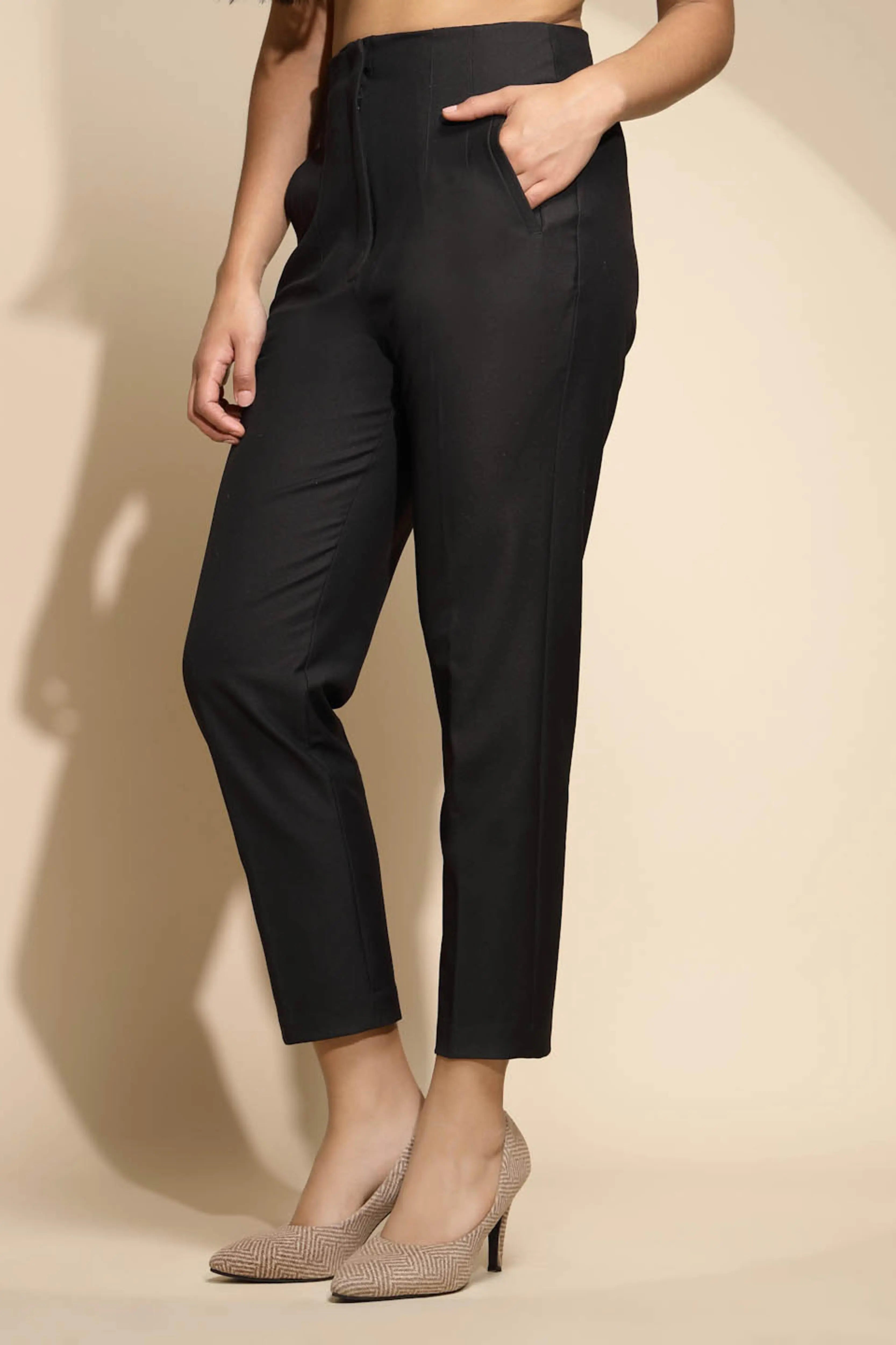 Black Solid Trouser